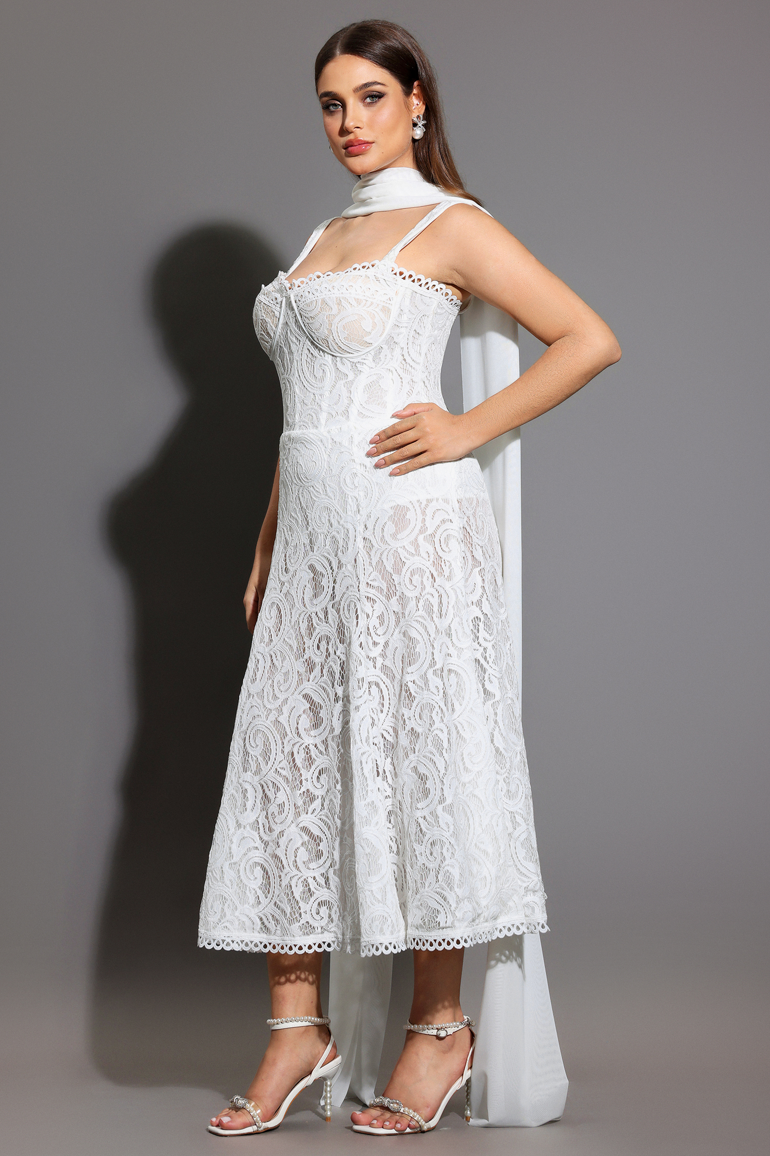 Junya Lace Corset Sleeveless Midi Dress