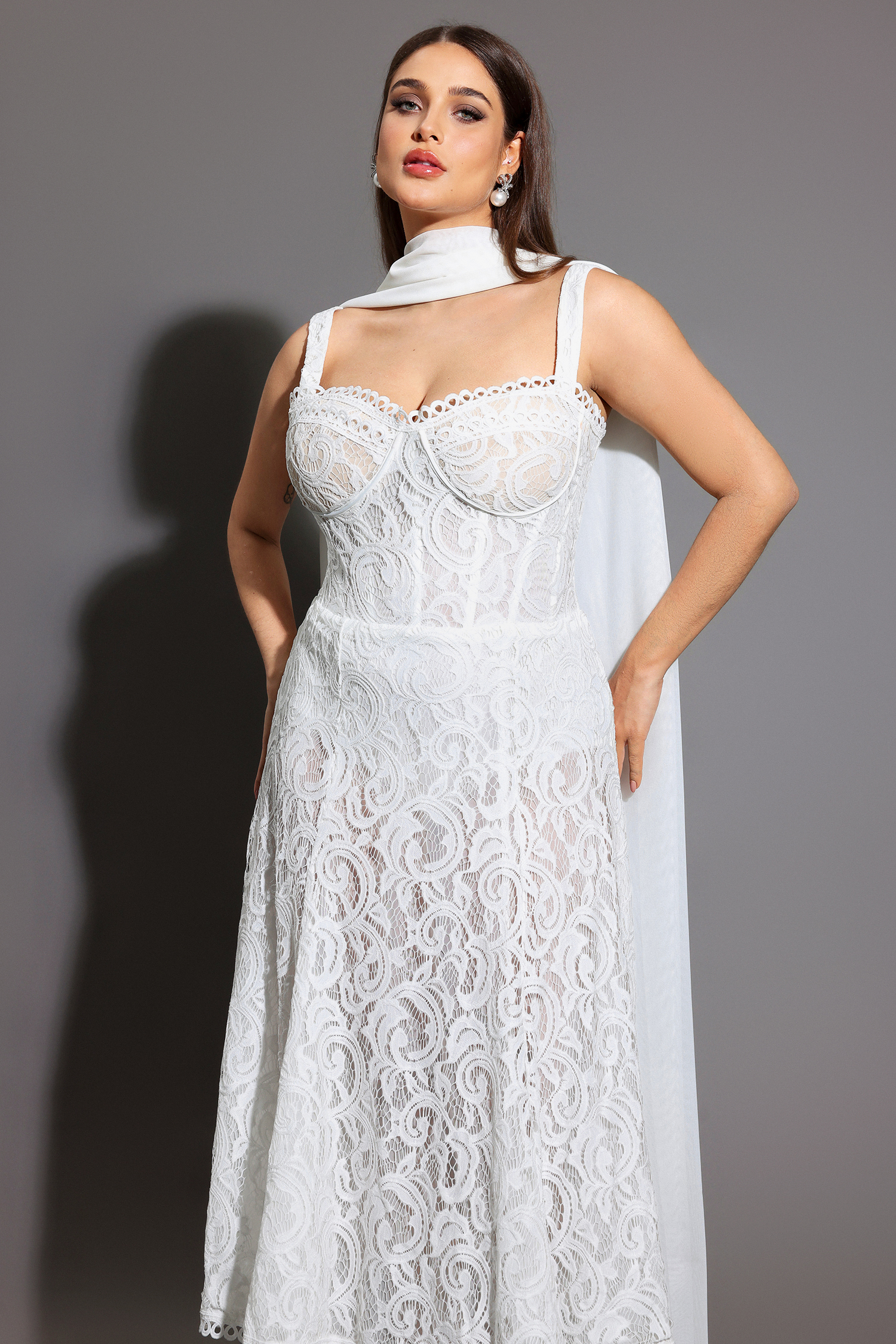 Junya Lace Corset Sleeveless Midi Dress