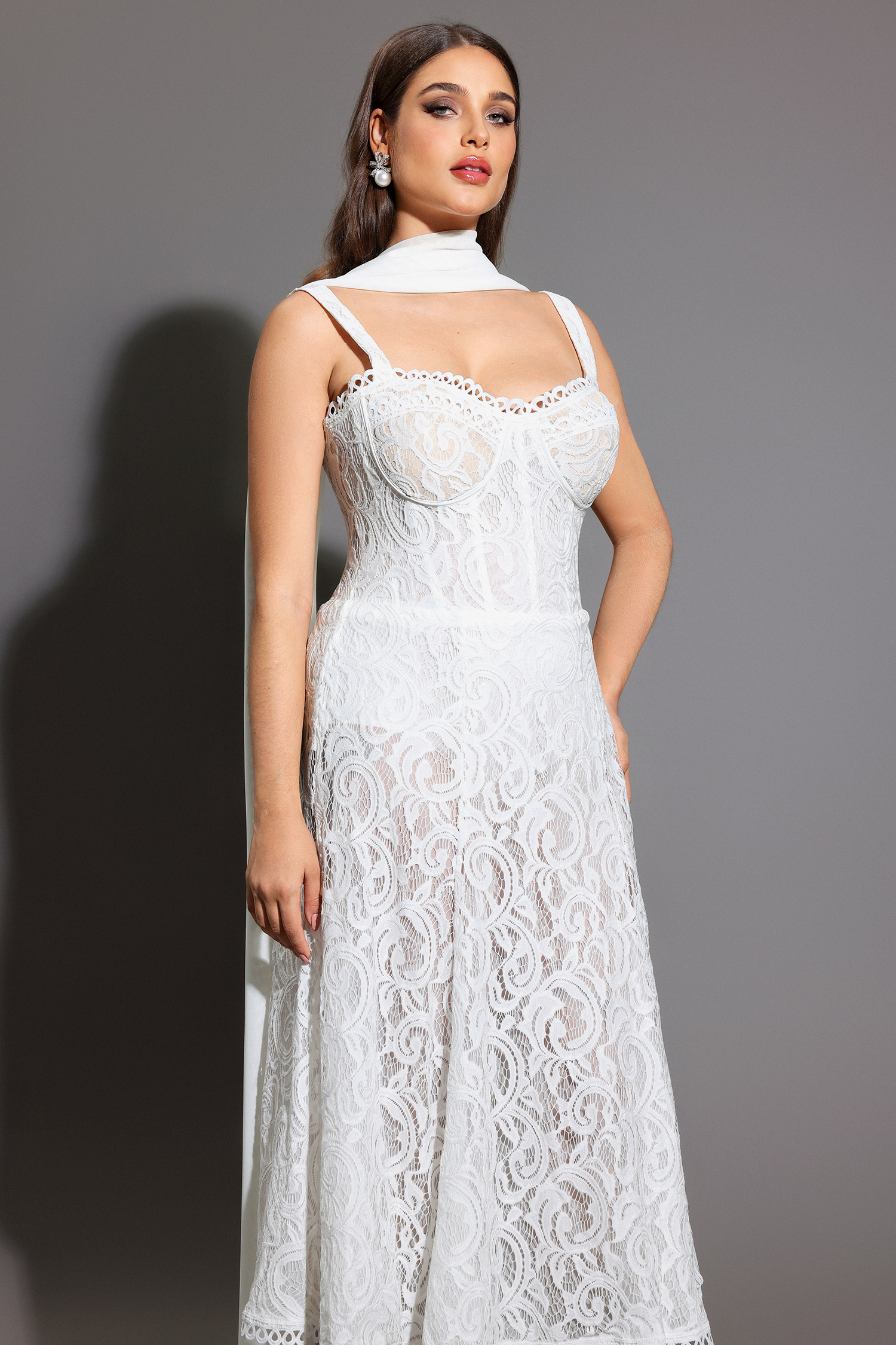 Junya Lace Corset Sleeveless Midi Dress