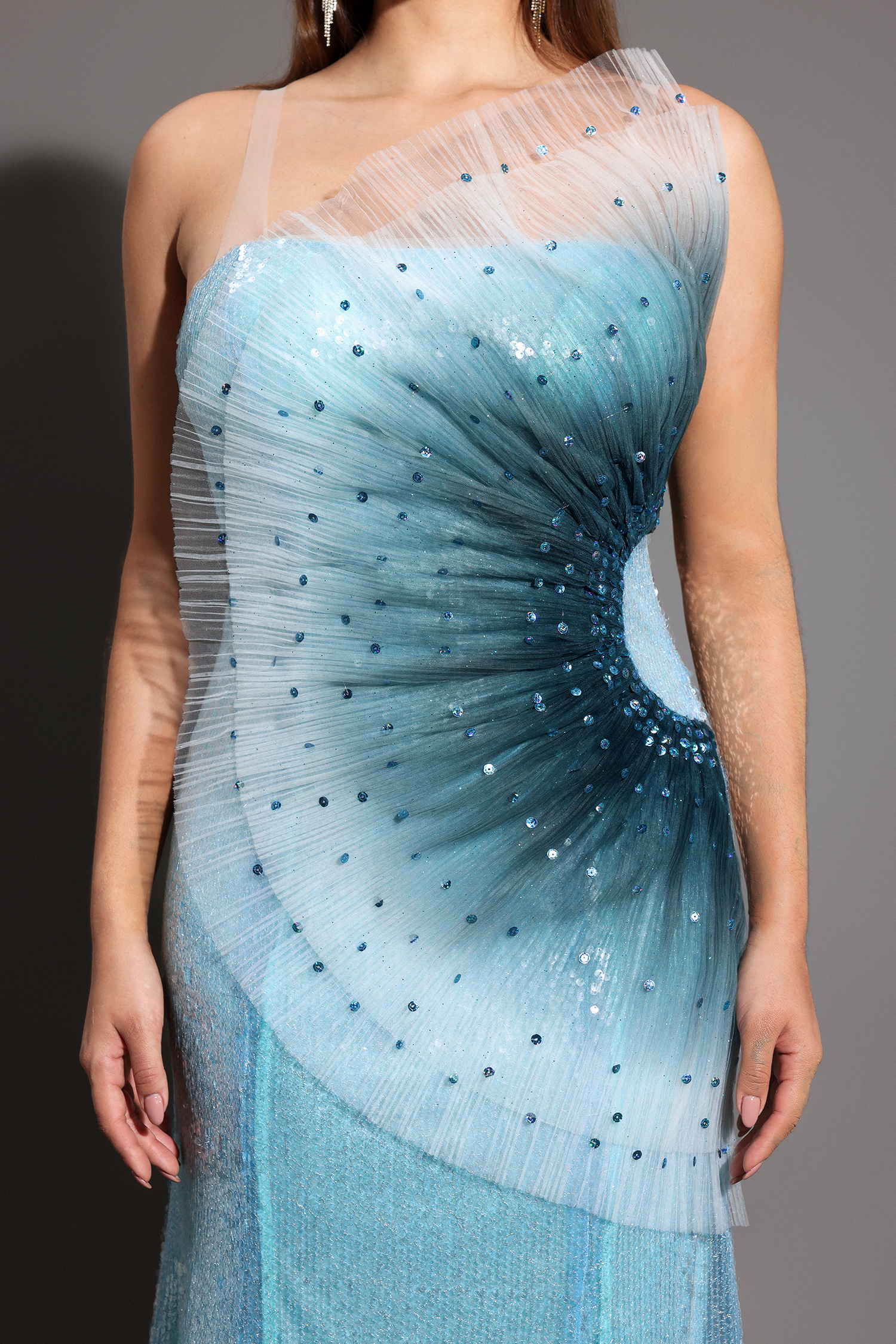 Kiwis Sleeveless Fish Tail Sequins Maxi Dress