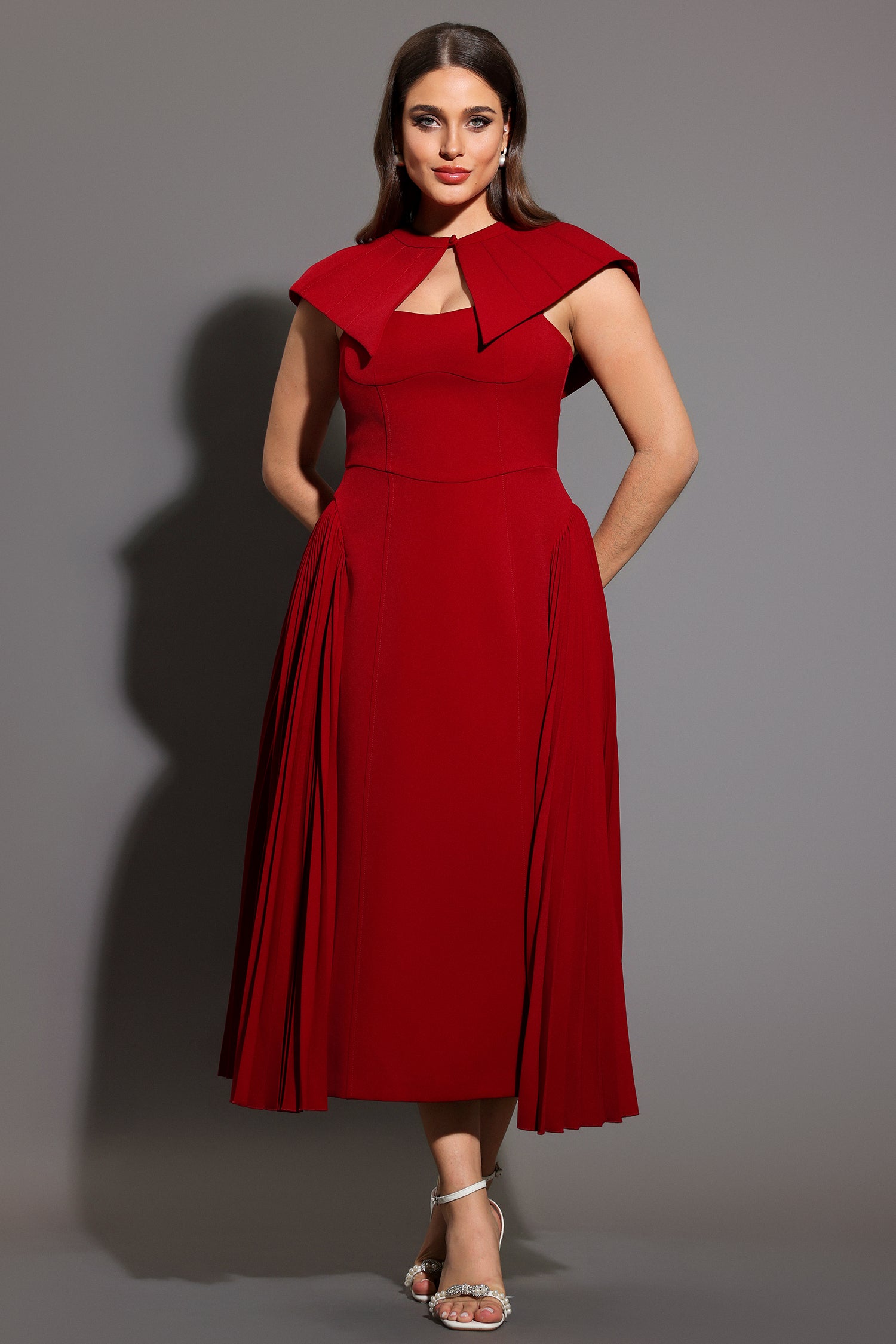 Verna Halter Folds Maxi Dress