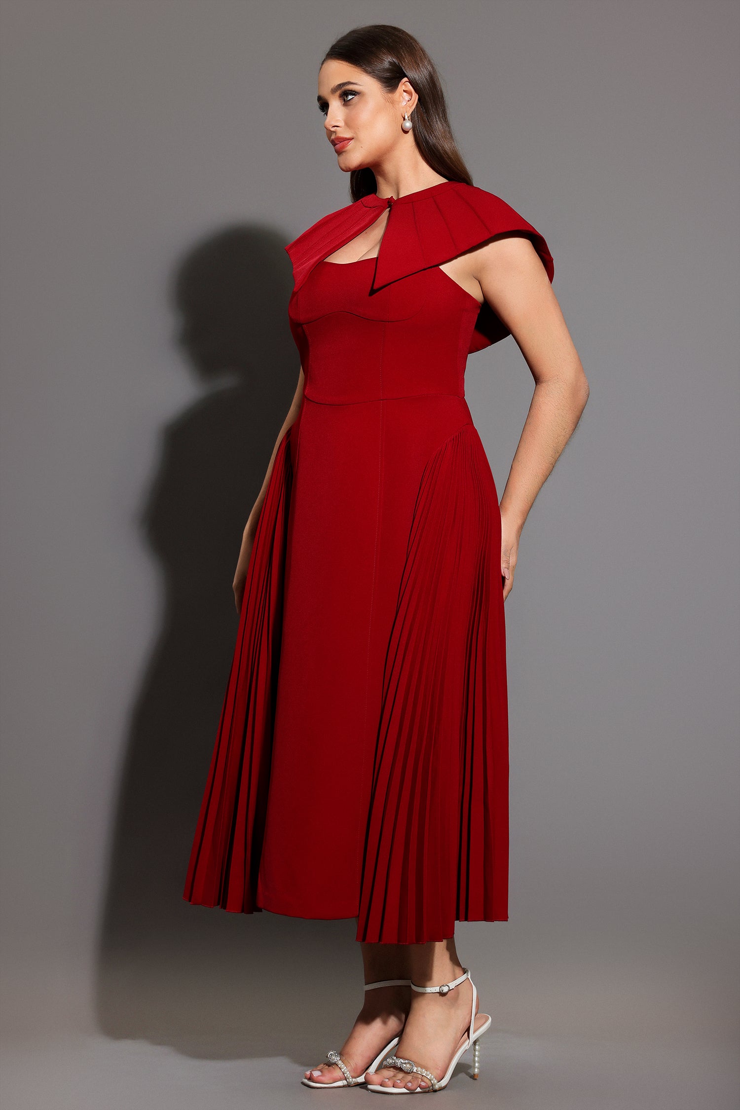 Verna Halter Folds Maxi Dress