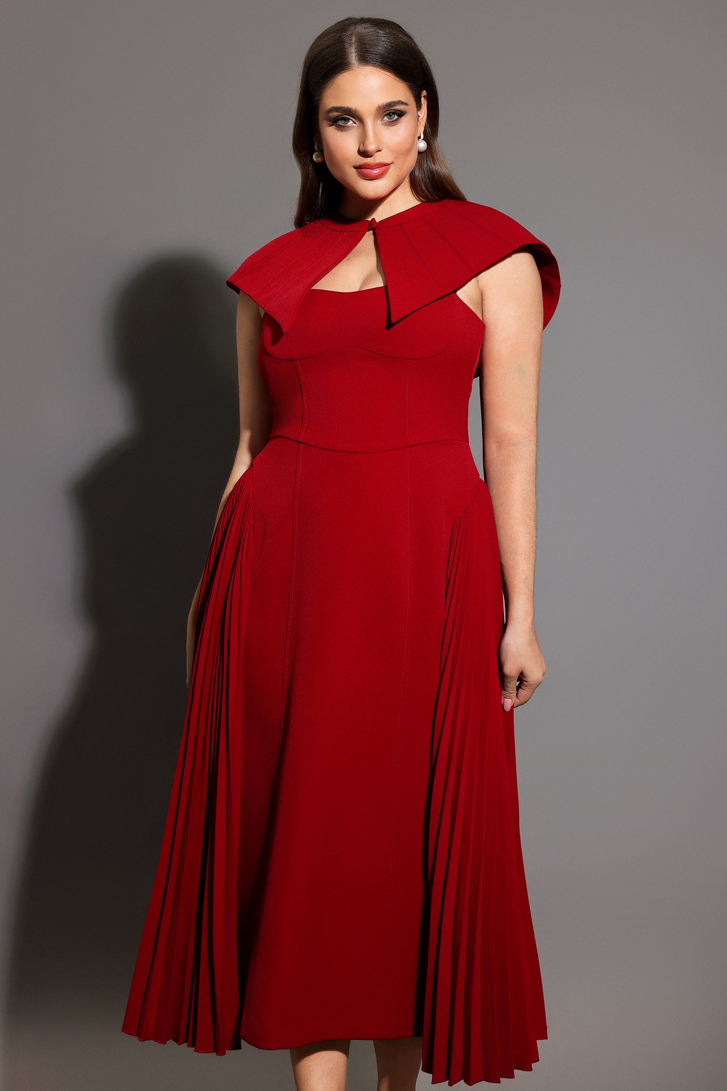 Verna Halter Folds Maxi Dress