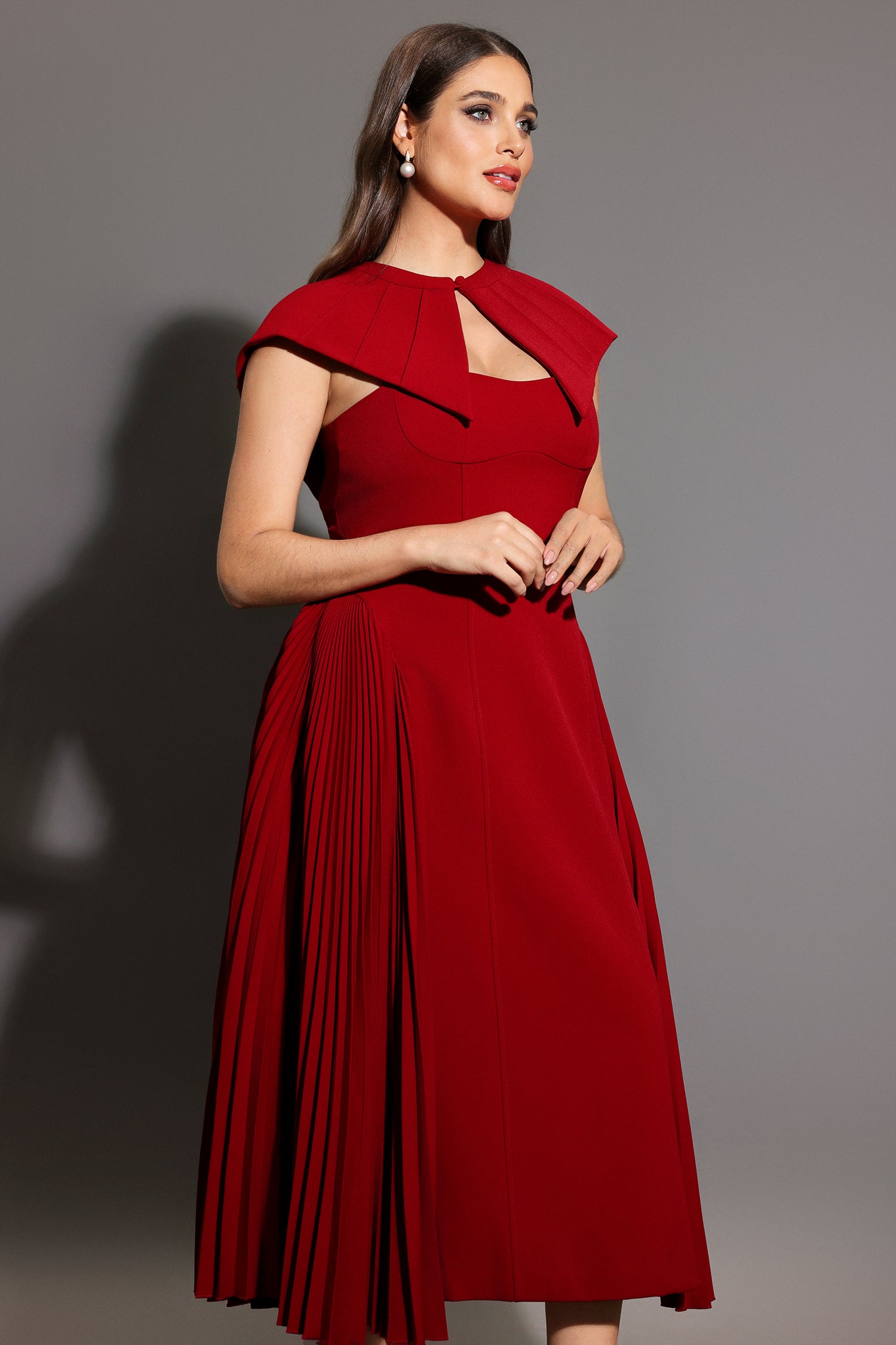 Verna Halter Folds Maxi Dress