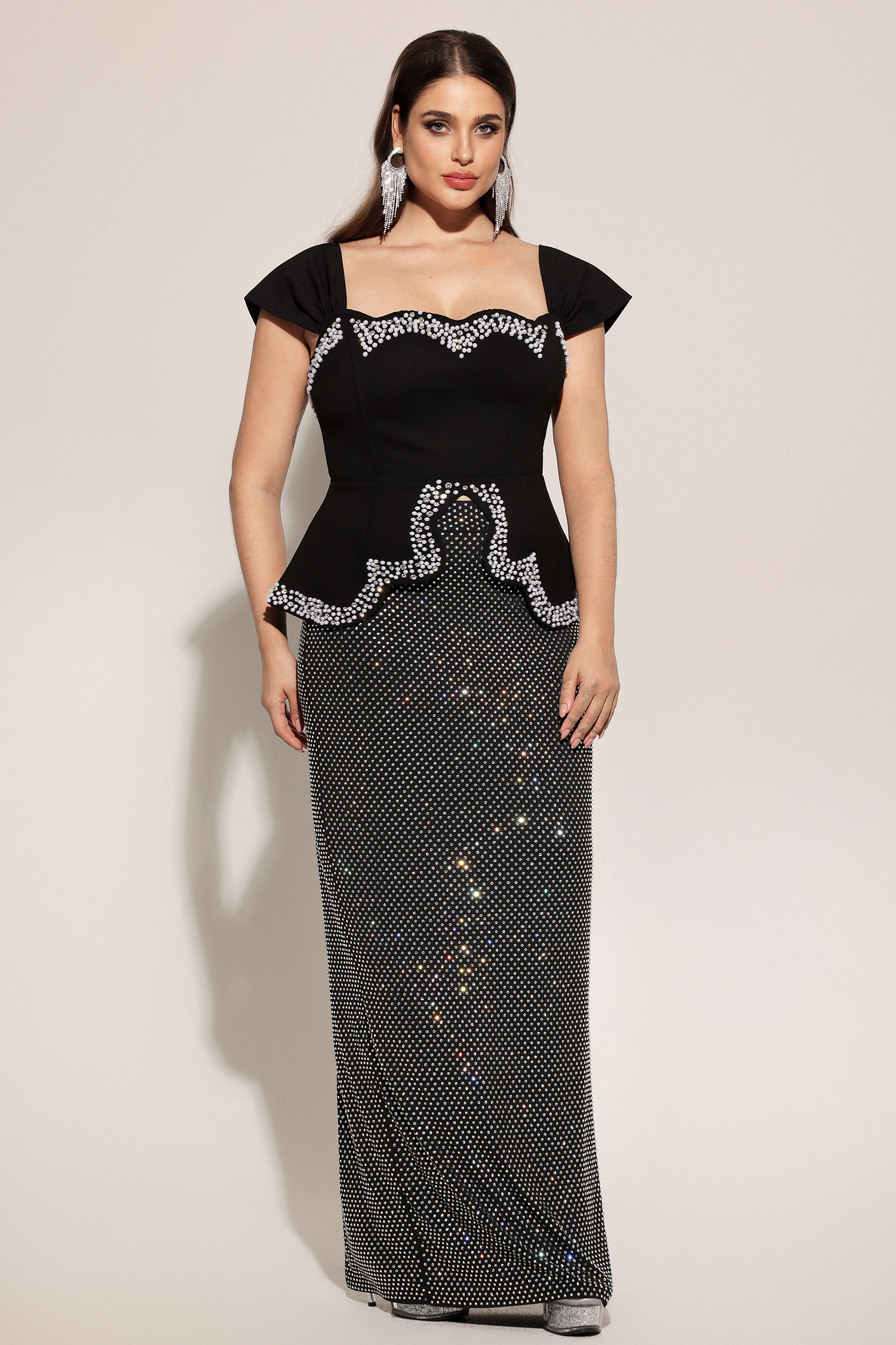 Vercia Off-The-Shoulder Diamond Bandage Maxi Dress