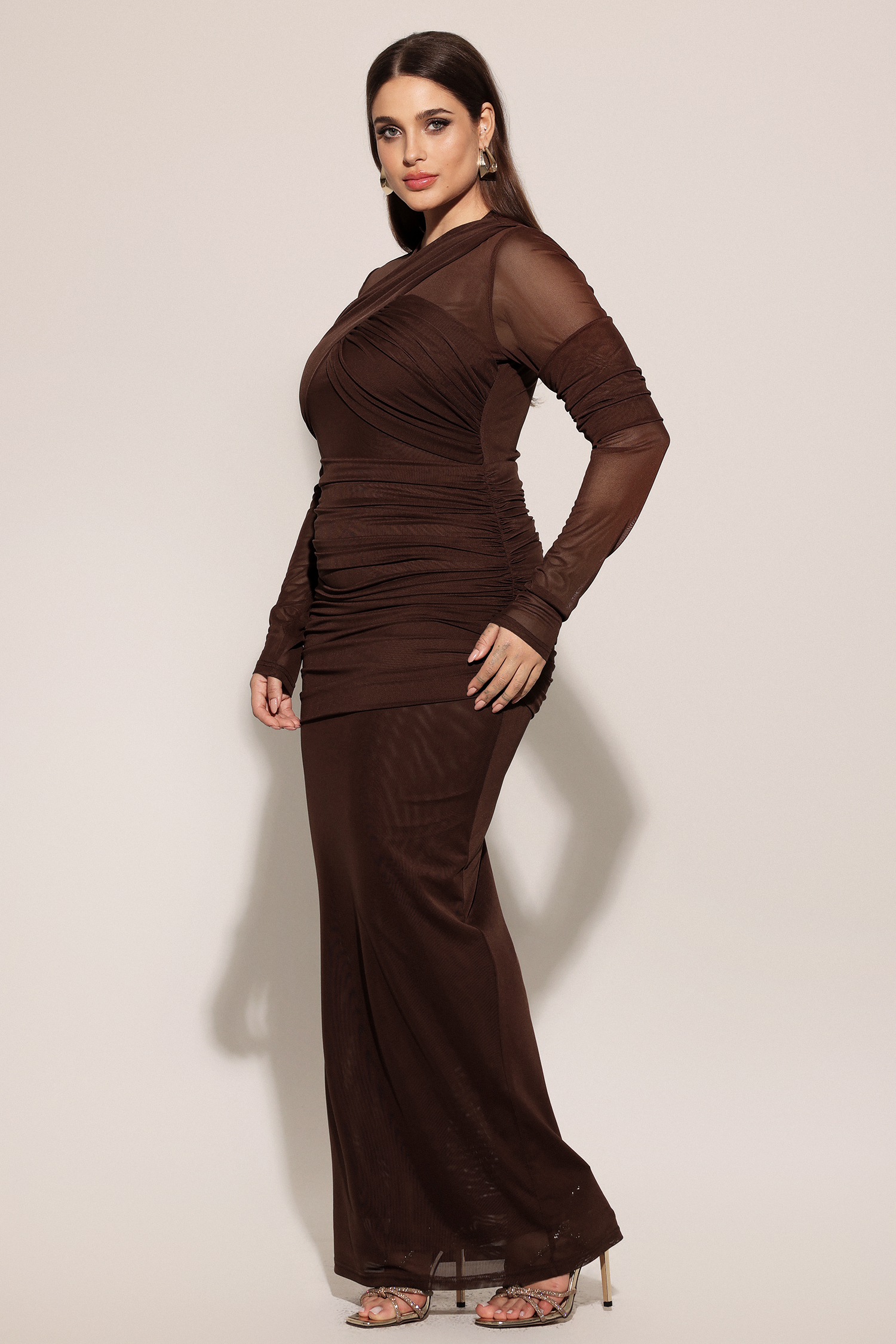 Yvaine Long Sleeve Fold Maxi Dress