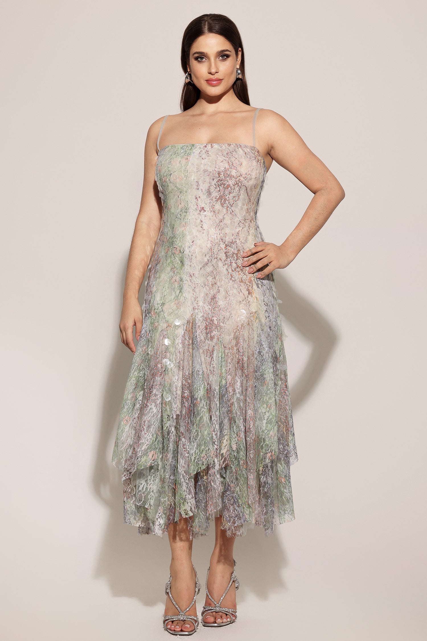 Wola Halter Printed Sequin Maxi Dress