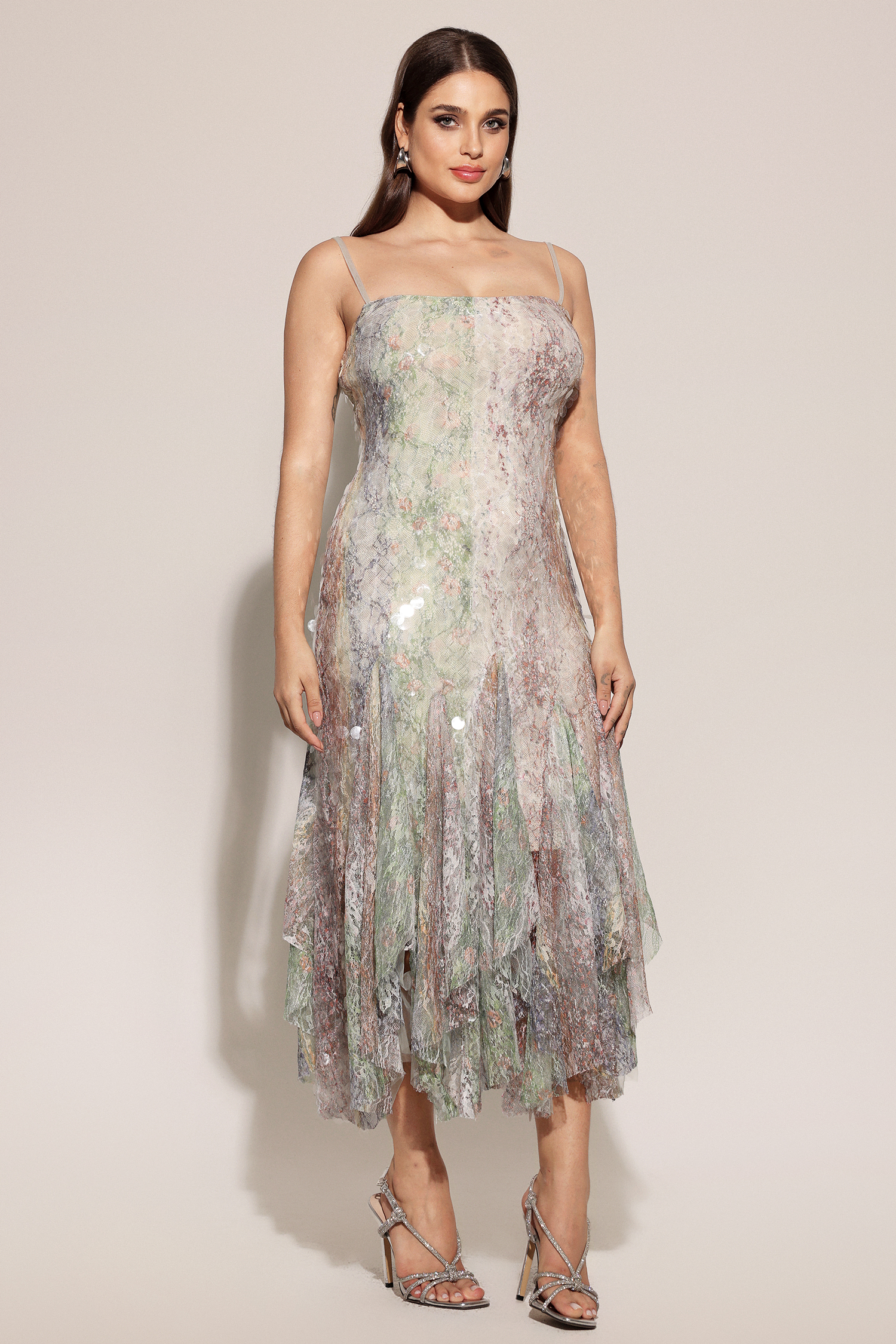 Wola Halter Printed Sequin Maxi Dress