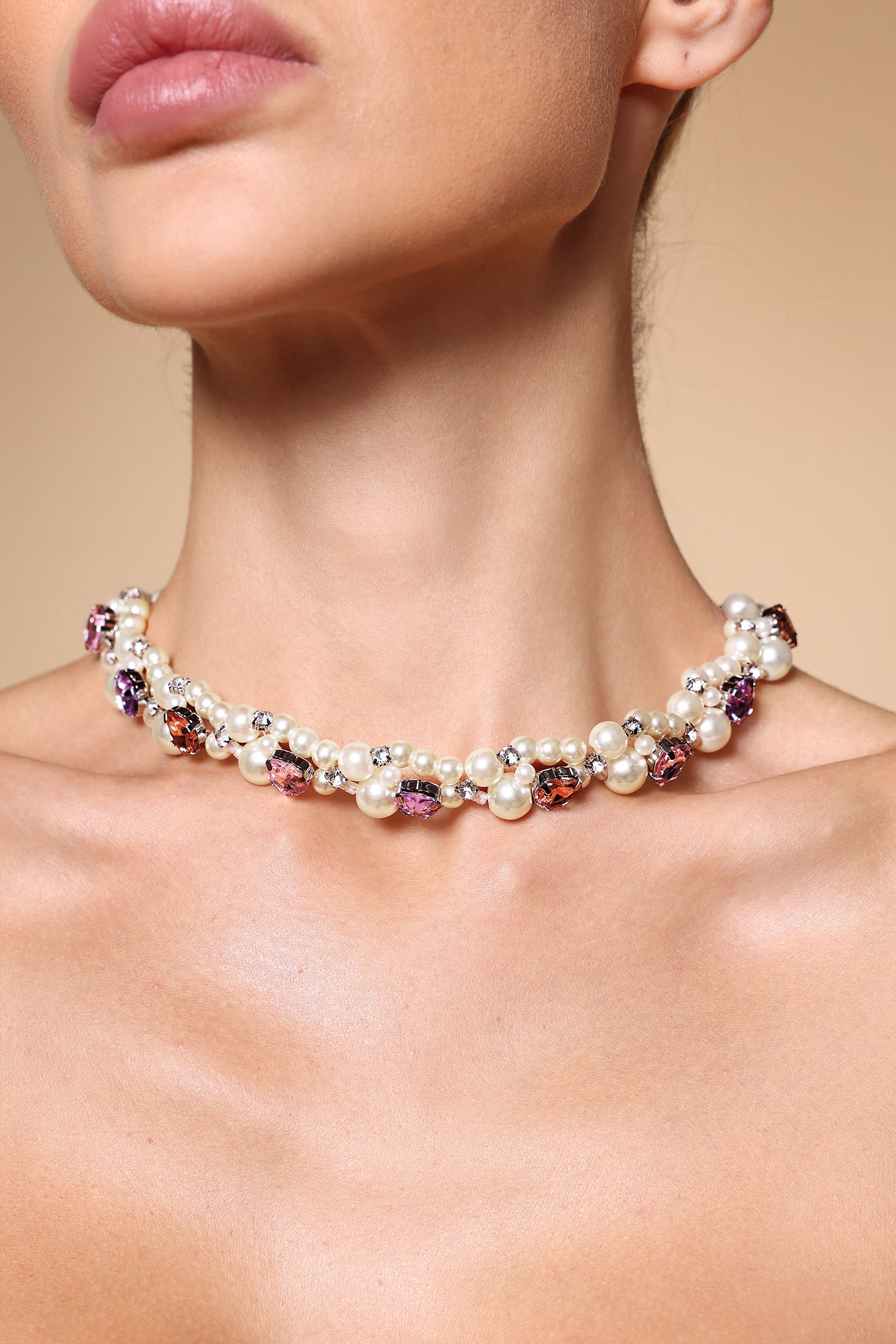 Runa pearl Diamond Love Double Layer Necklace