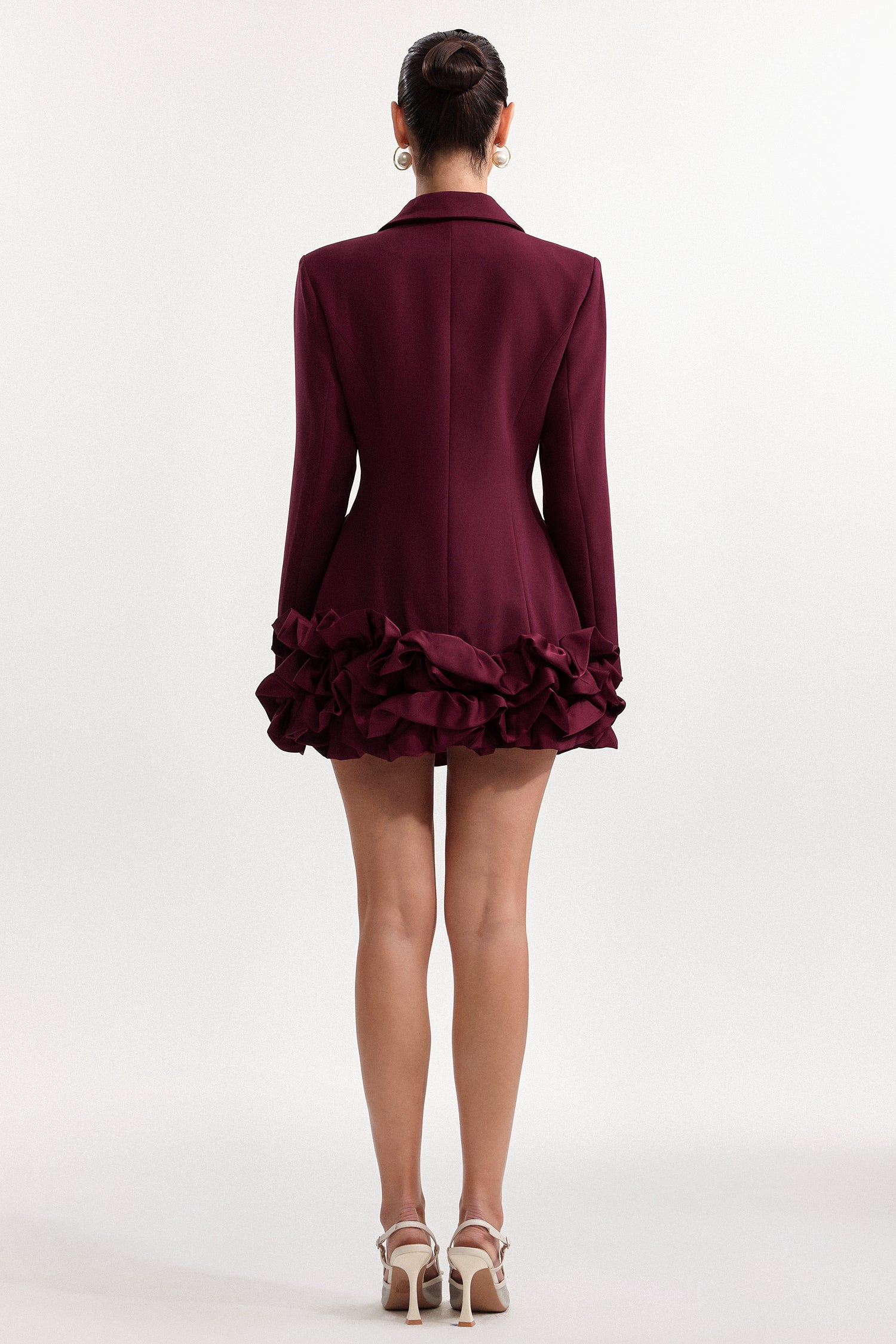 Leonie Elegant Tailored Long Sleeve Woven Red Mini Dress