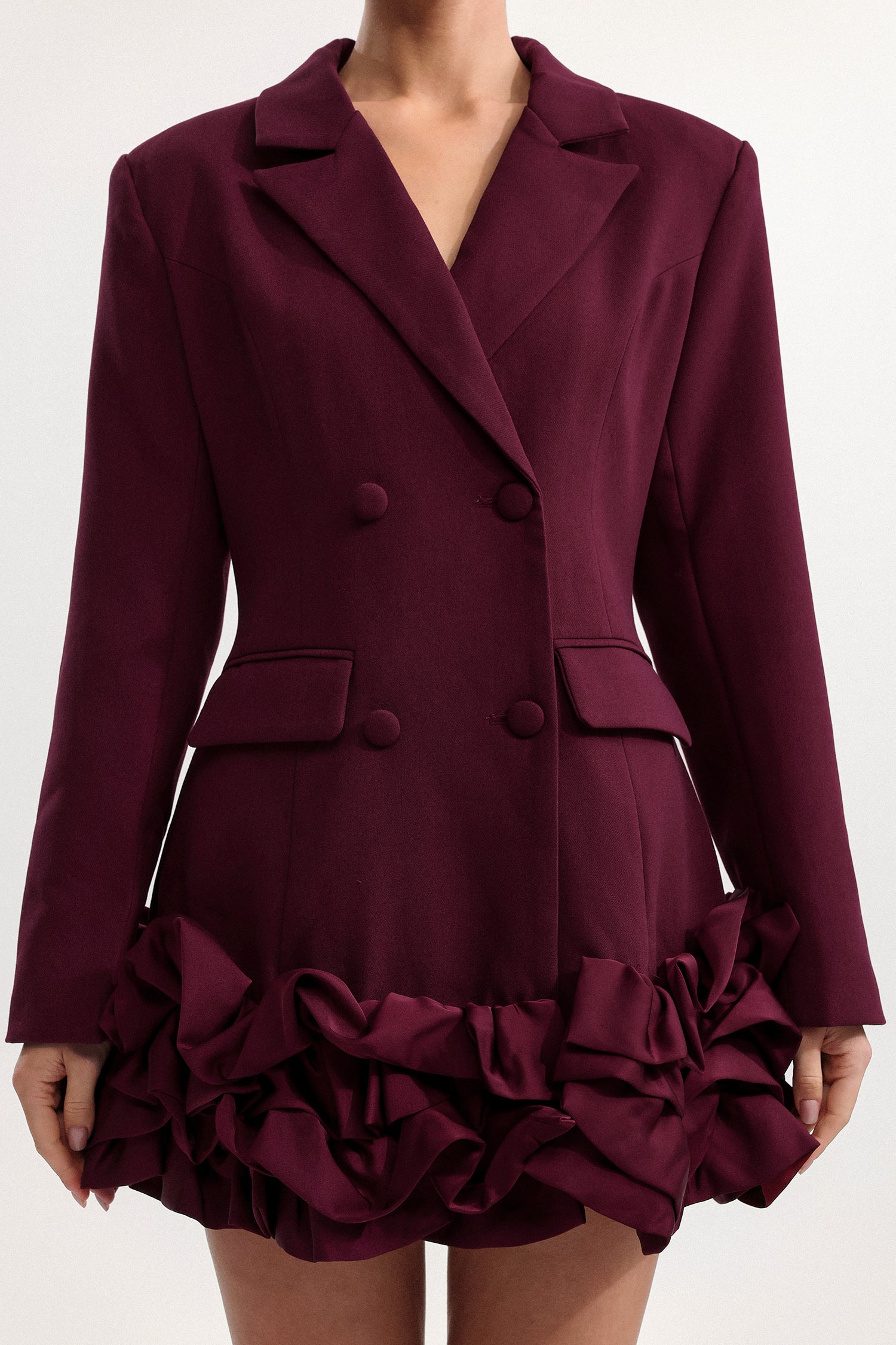 Leonie Elegant Tailored Long Sleeve Woven Red Mini Dress