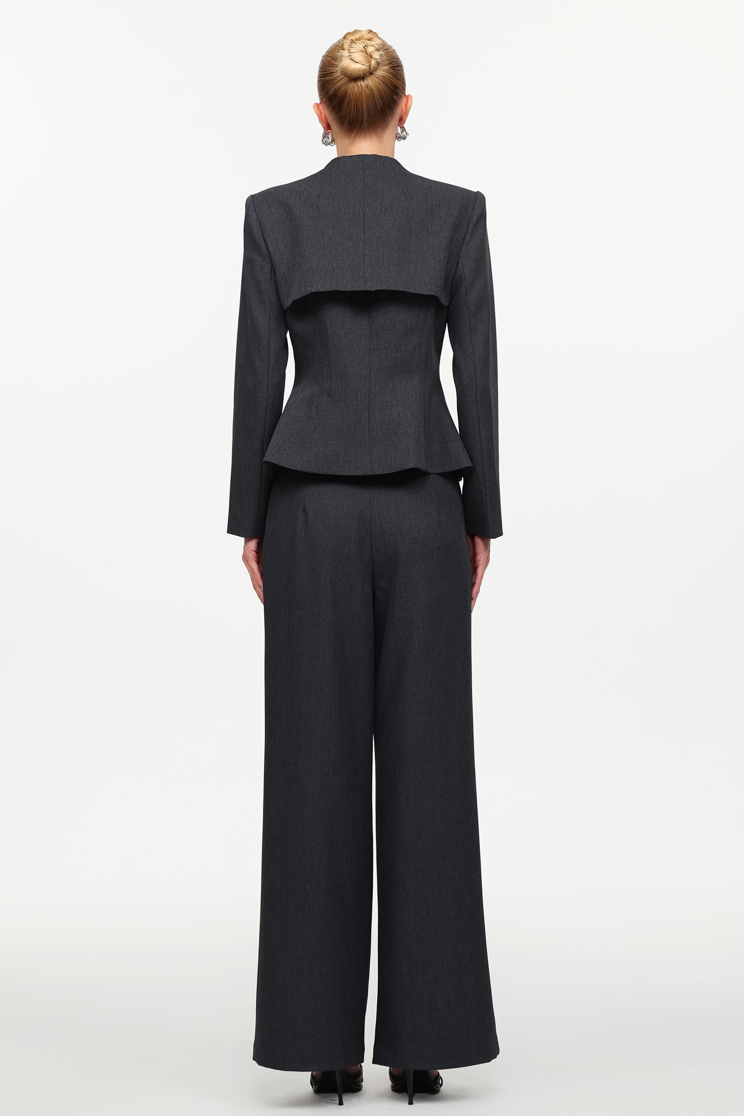 Elin Chic Tailored Long Sleeve Woven Blazer And Pants Two-Piece Set