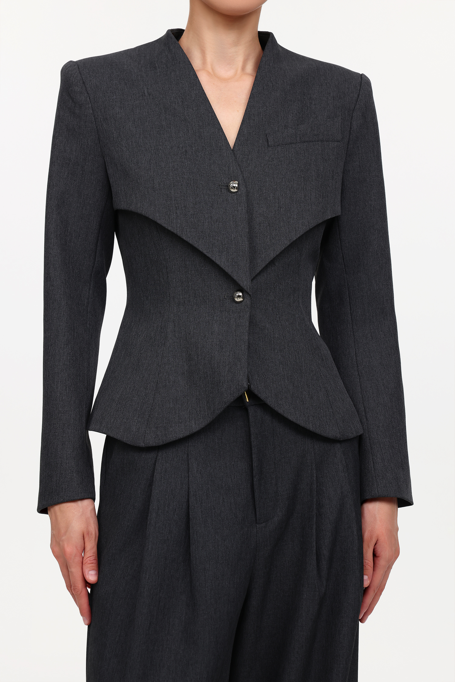 Elin Chic Tailored Long Sleeve Woven Blazer And Pants Two-Piece Set