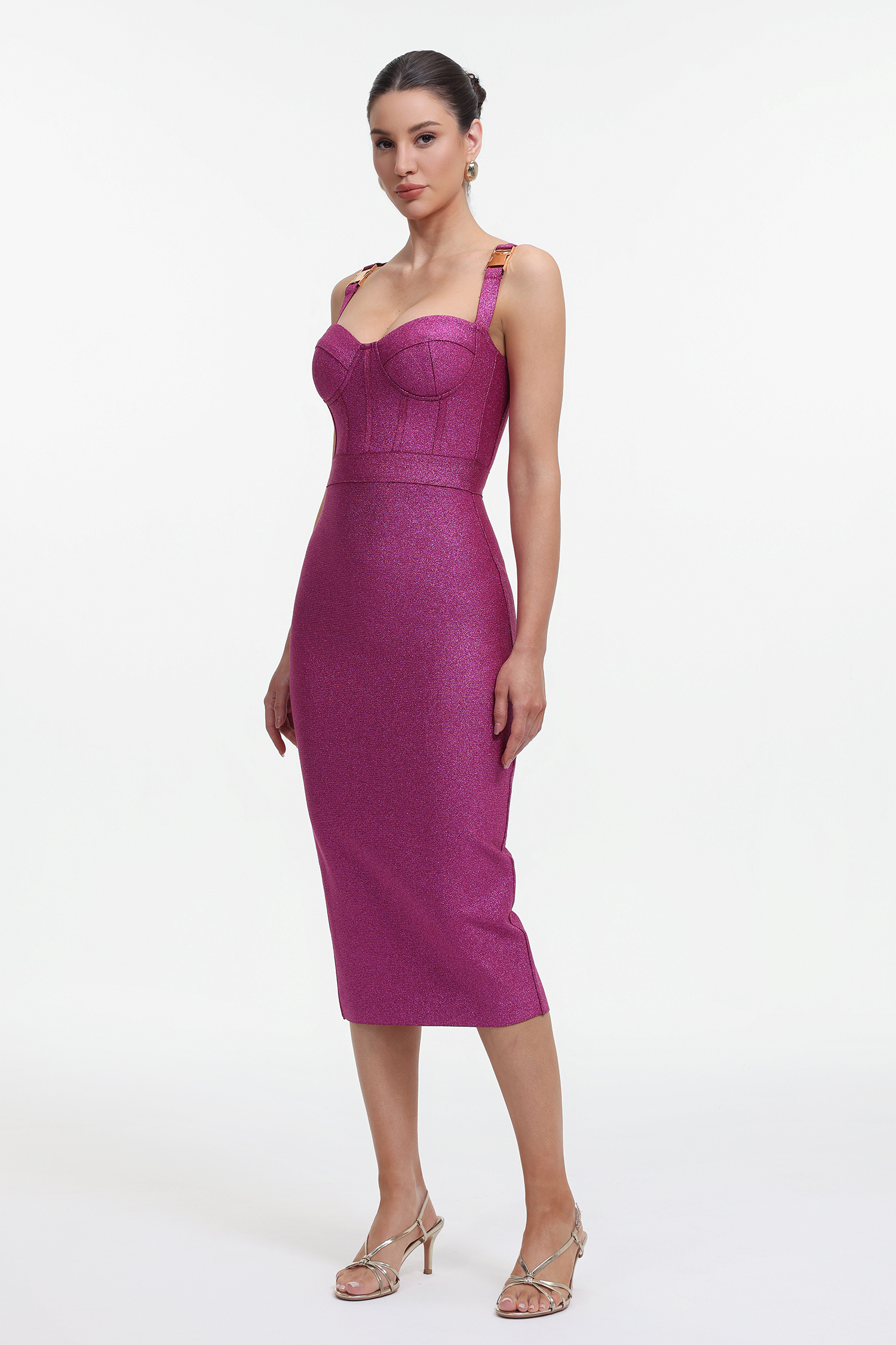 Ziriy Sleeveless V-Neck Bandage Purple Maxi Dress
