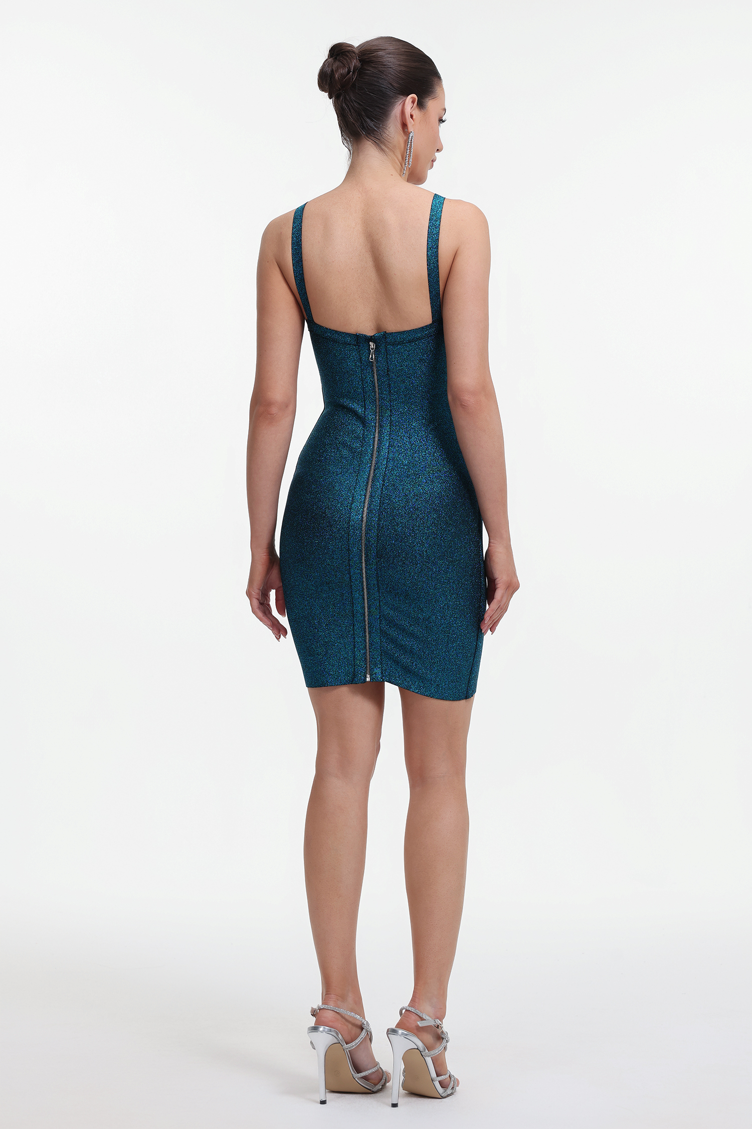 Maryam Metallic Blue Cocktail Dress