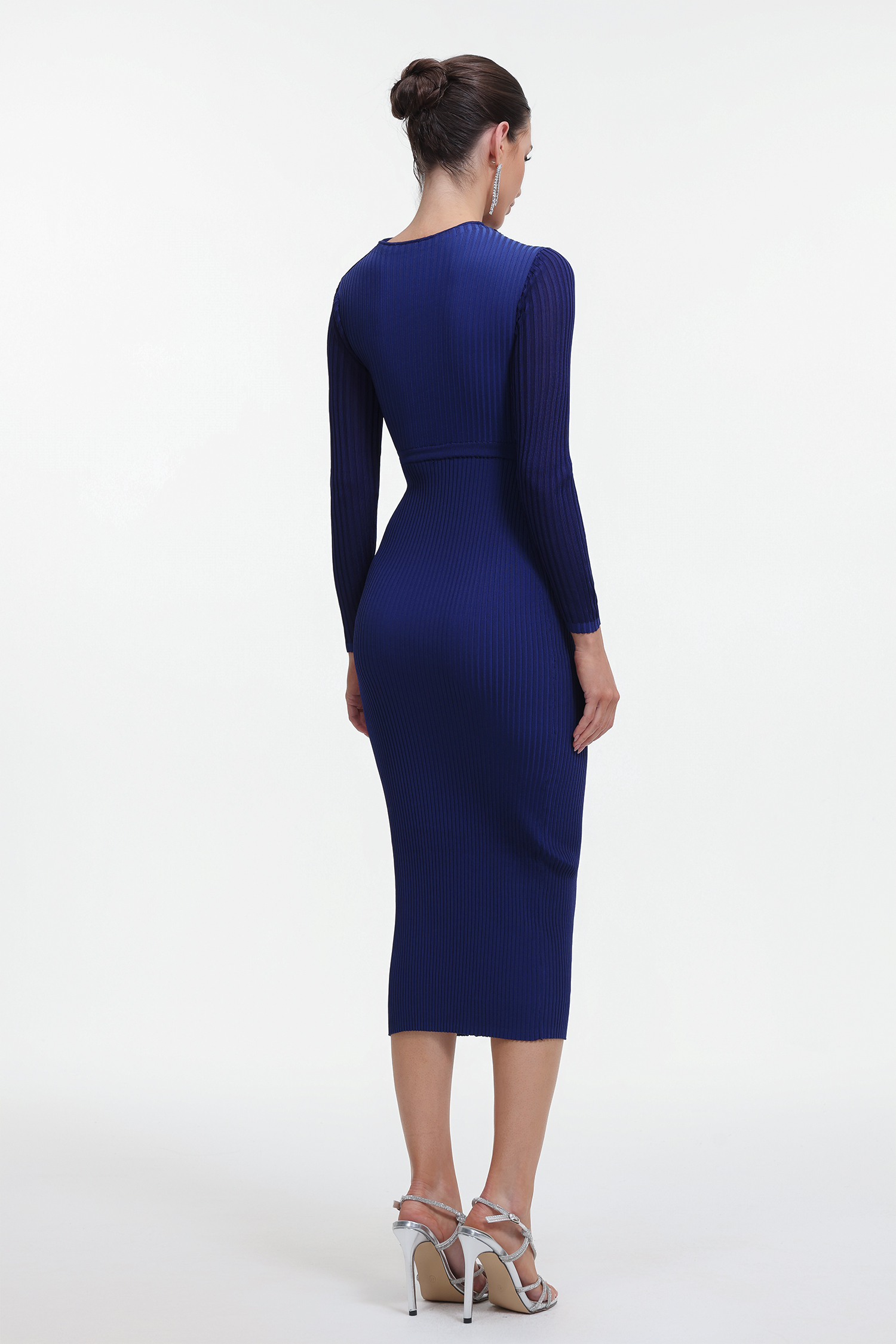 Classic Contour Long Sleeve Cut Out Knit Maxi Dress