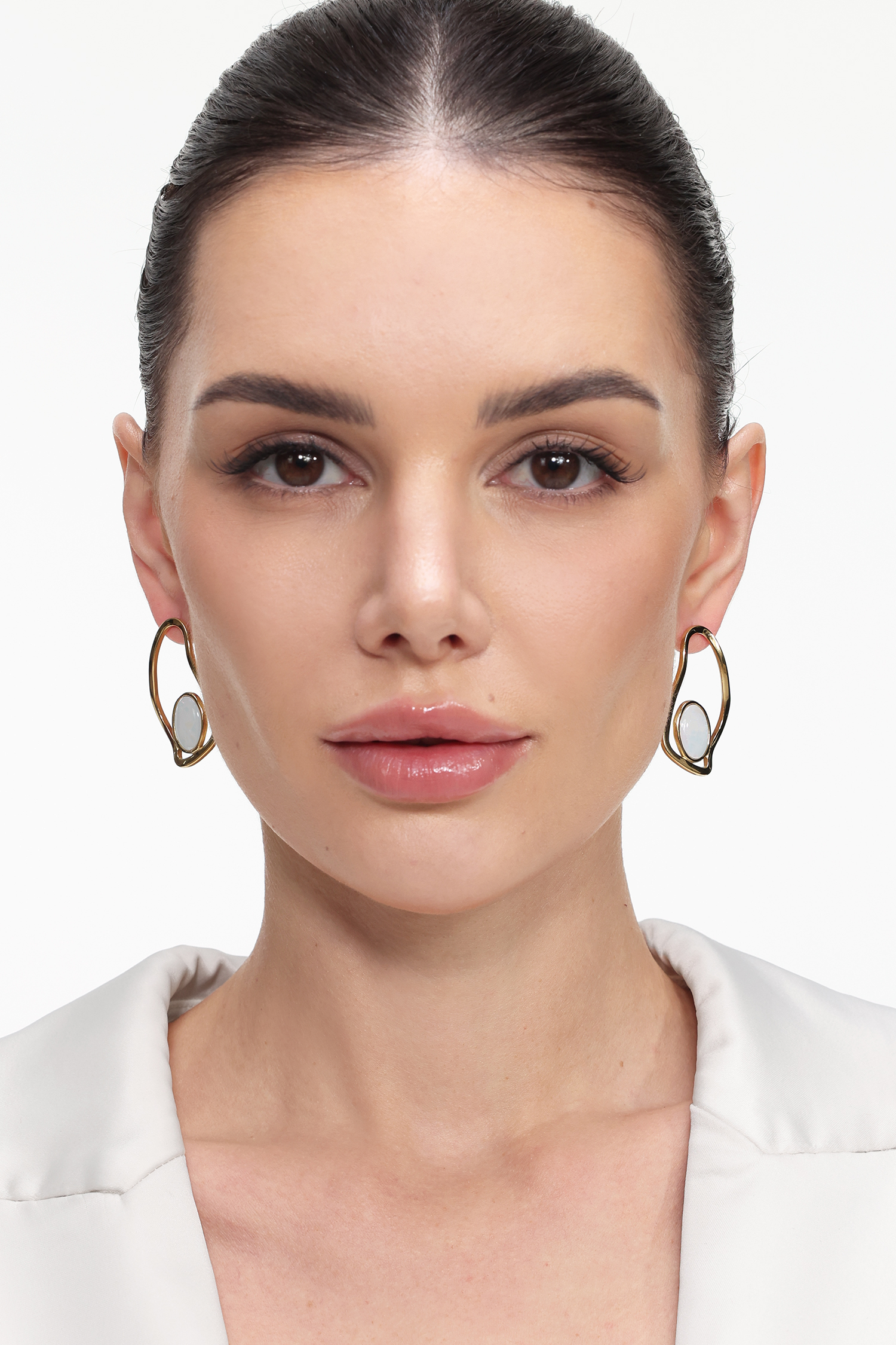 Edmee Hollowed Out Geometry Fritillaria Gold Earrings