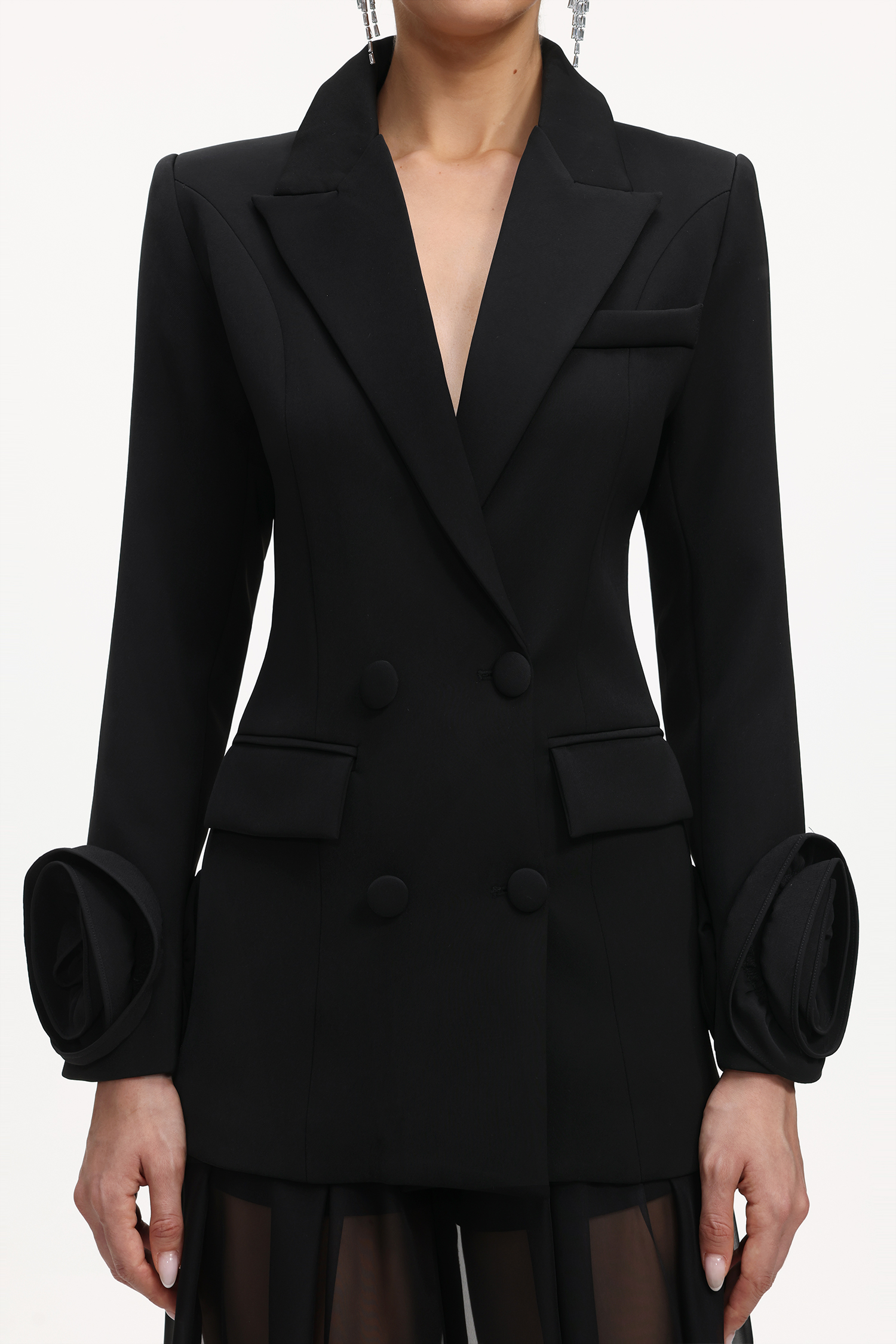 Jussi Chic Tailored Long Sleeve Floral Blazer