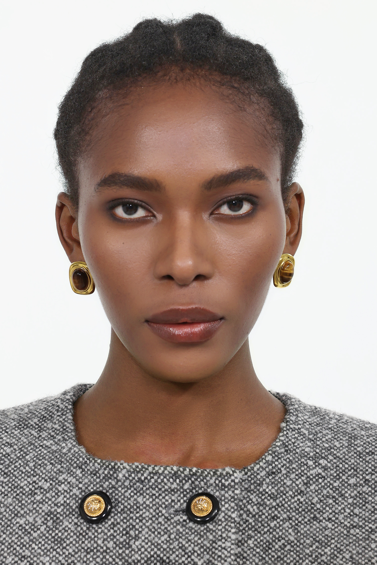 Zuelia Tiger's Eye Square Metal Earrings