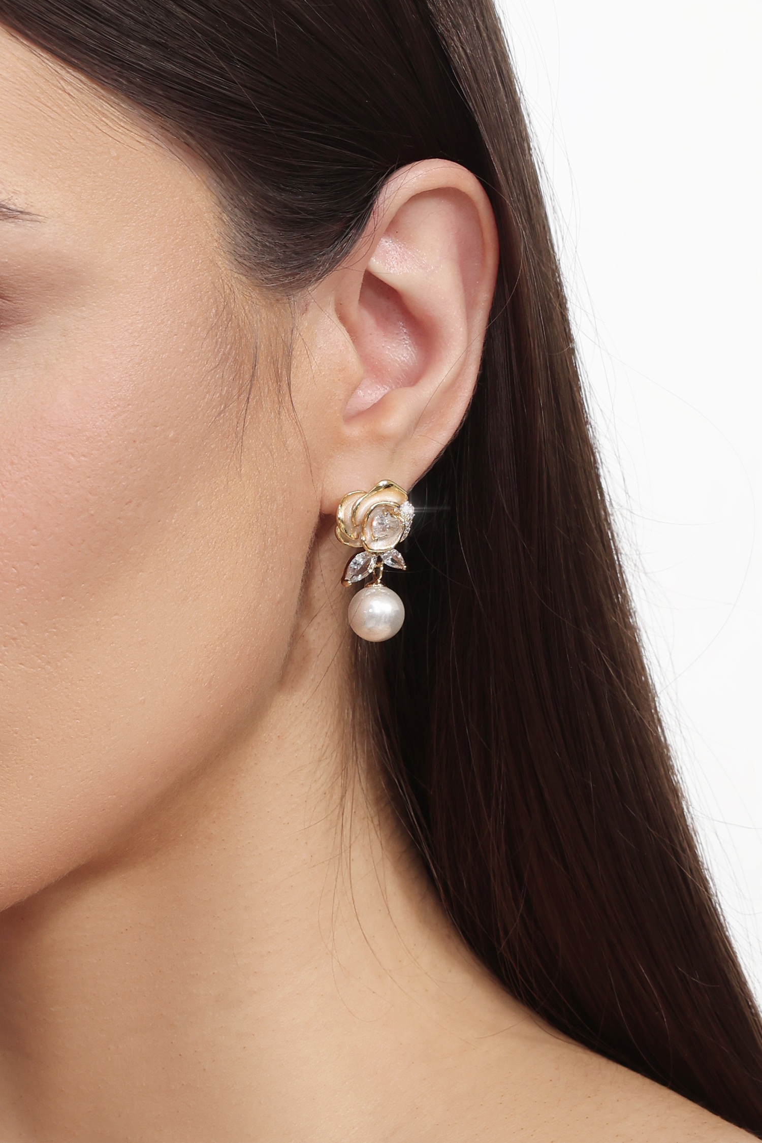 Inya Floral Pearl Diamond Earrings