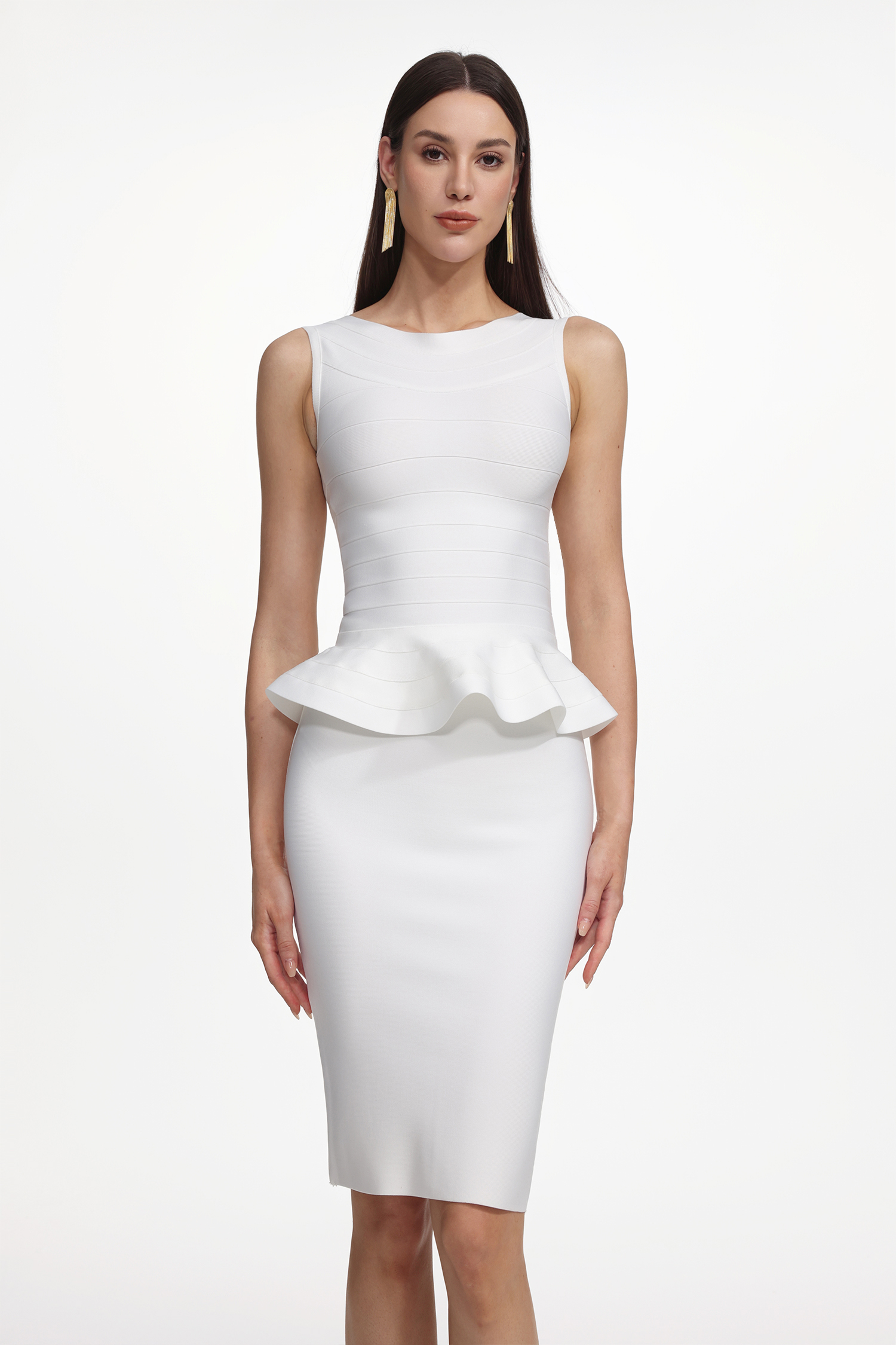 Raee Elegant Contour Sleeveless Bandage Top and Skirt Set
