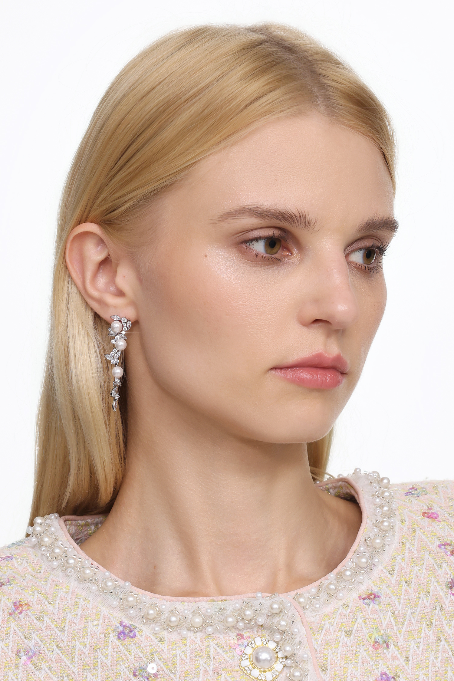 Evangeline Pearl Diamond Earrings