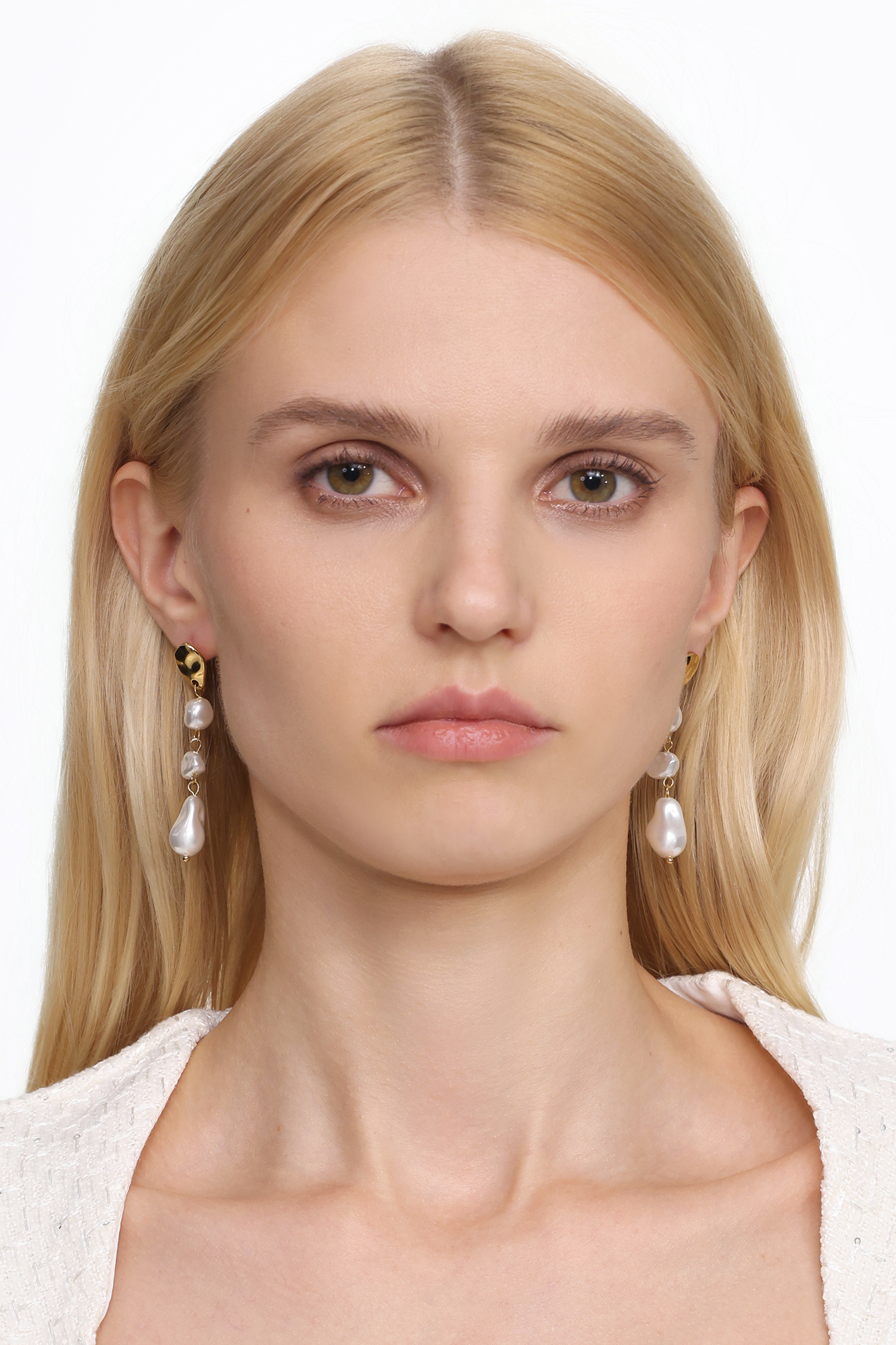 Xuliy Pearl Chain Metal Earrings