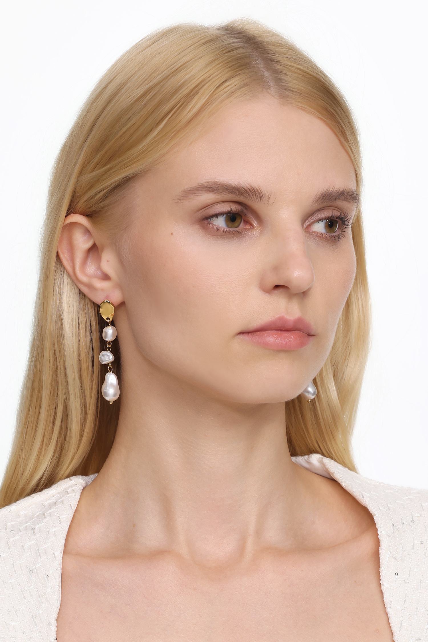 Xuliy Pearl Chain Metal Earrings