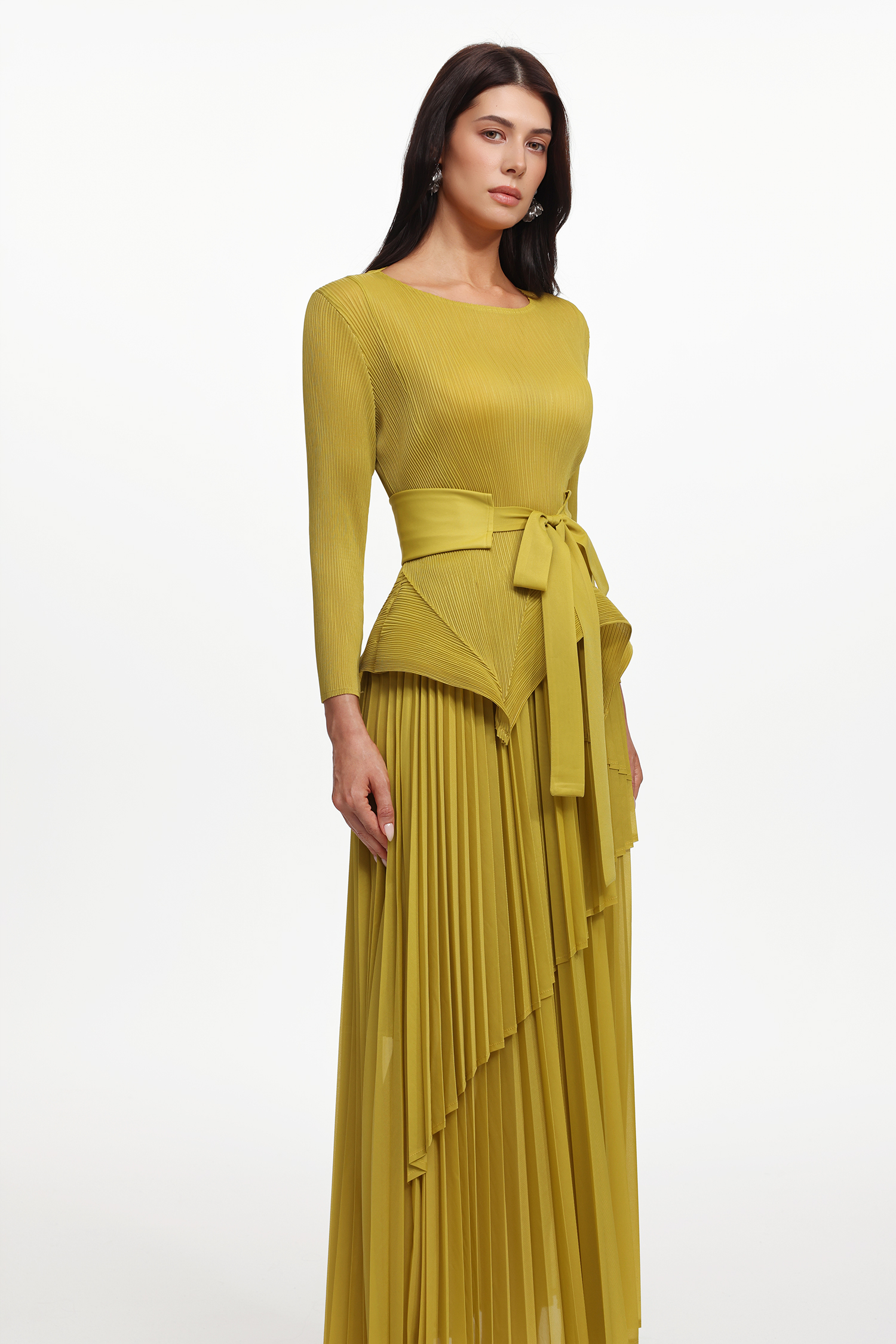 Nautica Resort Flowy Round Neck Long Sleeve Ruffle Pleated Knit Top And Skirt Two-Piece Set