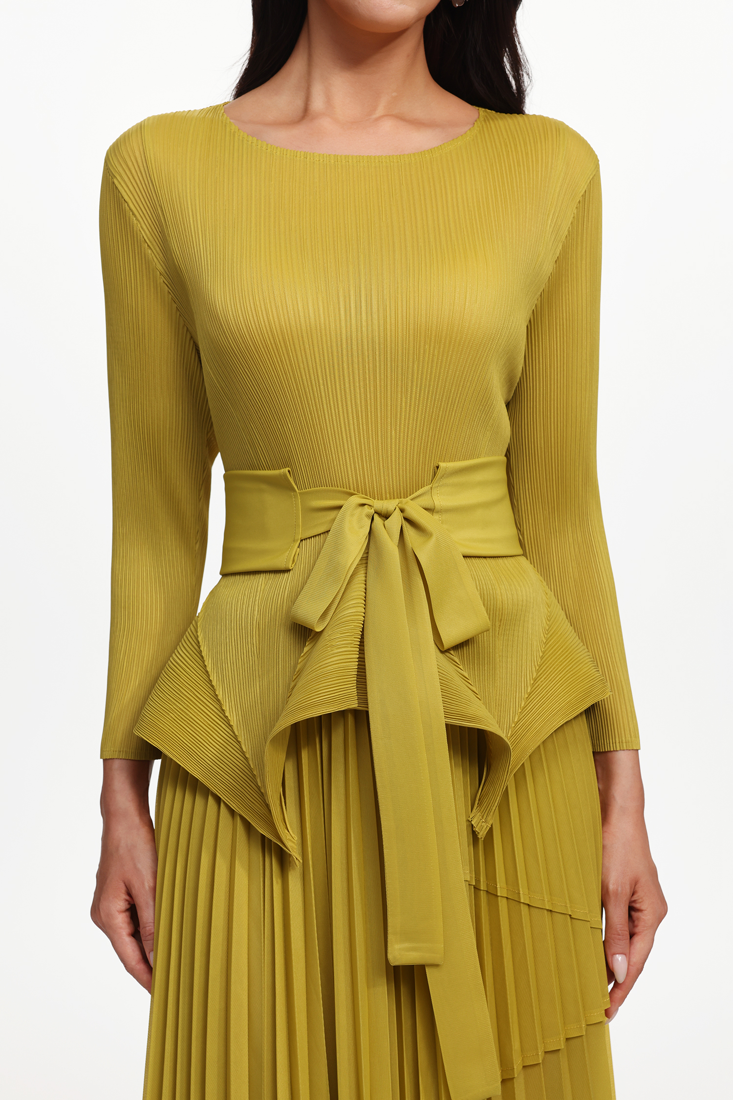 Nautica Resort Flowy Round Neck Long Sleeve Ruffle Pleated Knit Top And Skirt Two-Piece Set