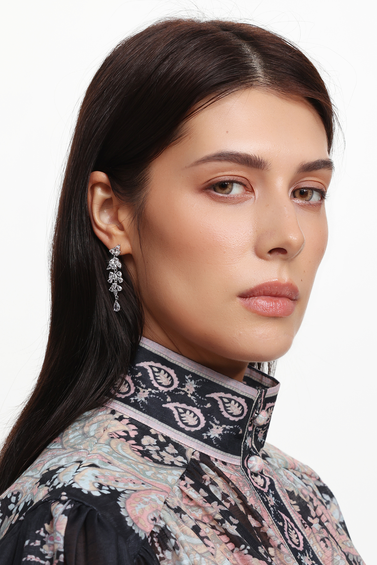 Rueny Flower Diamond Teardrop Earrings