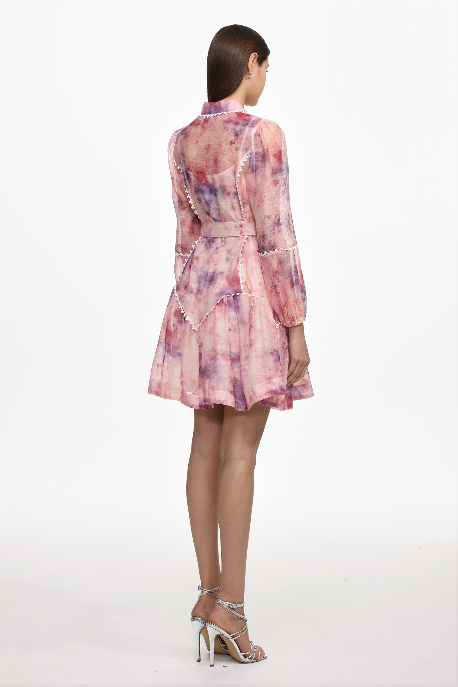 Leko Resort Flowy Long Sleeve Floral Print Woven Mini Dress