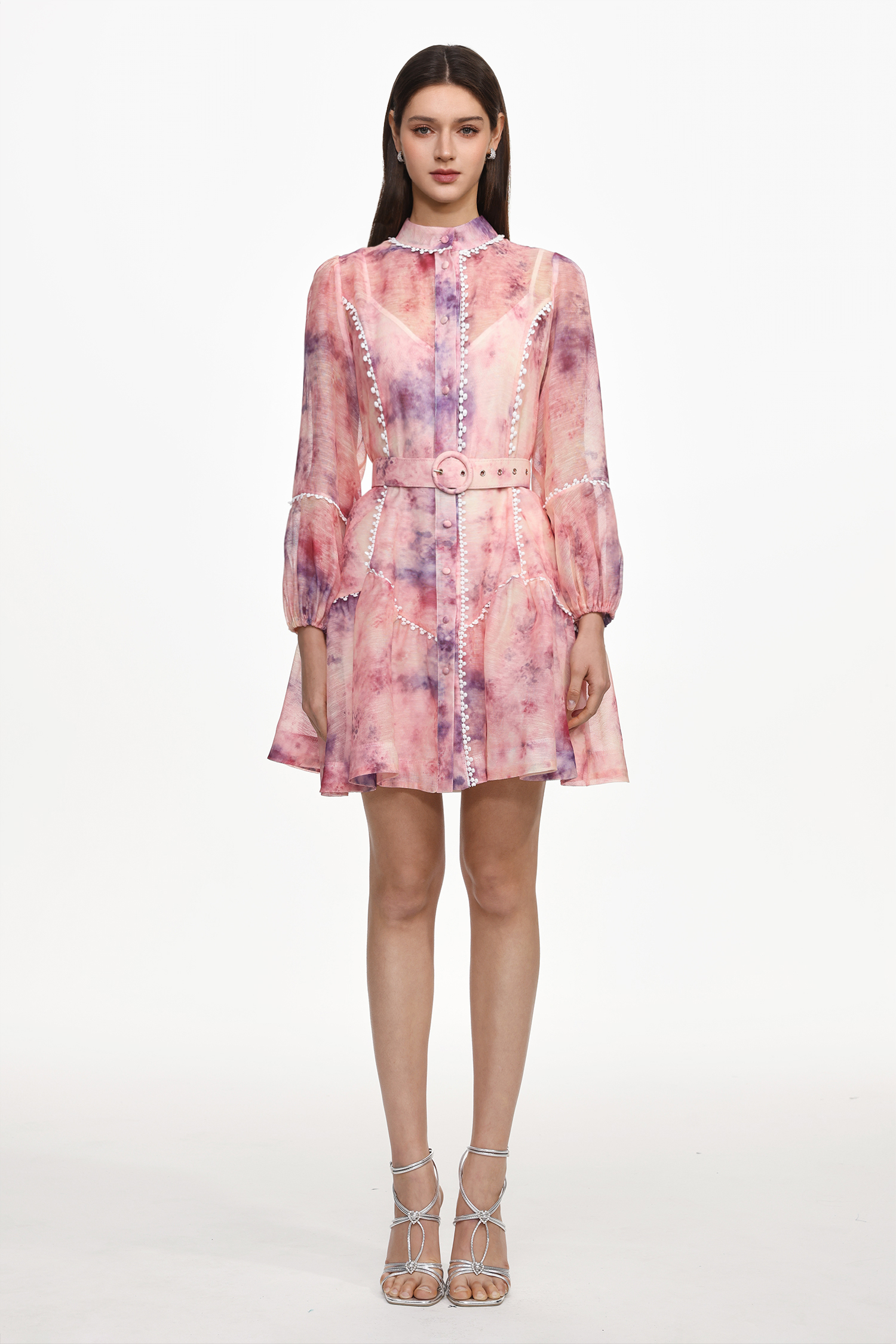 Leko Resort Flowy Long Sleeve Floral Print Woven Mini Dress