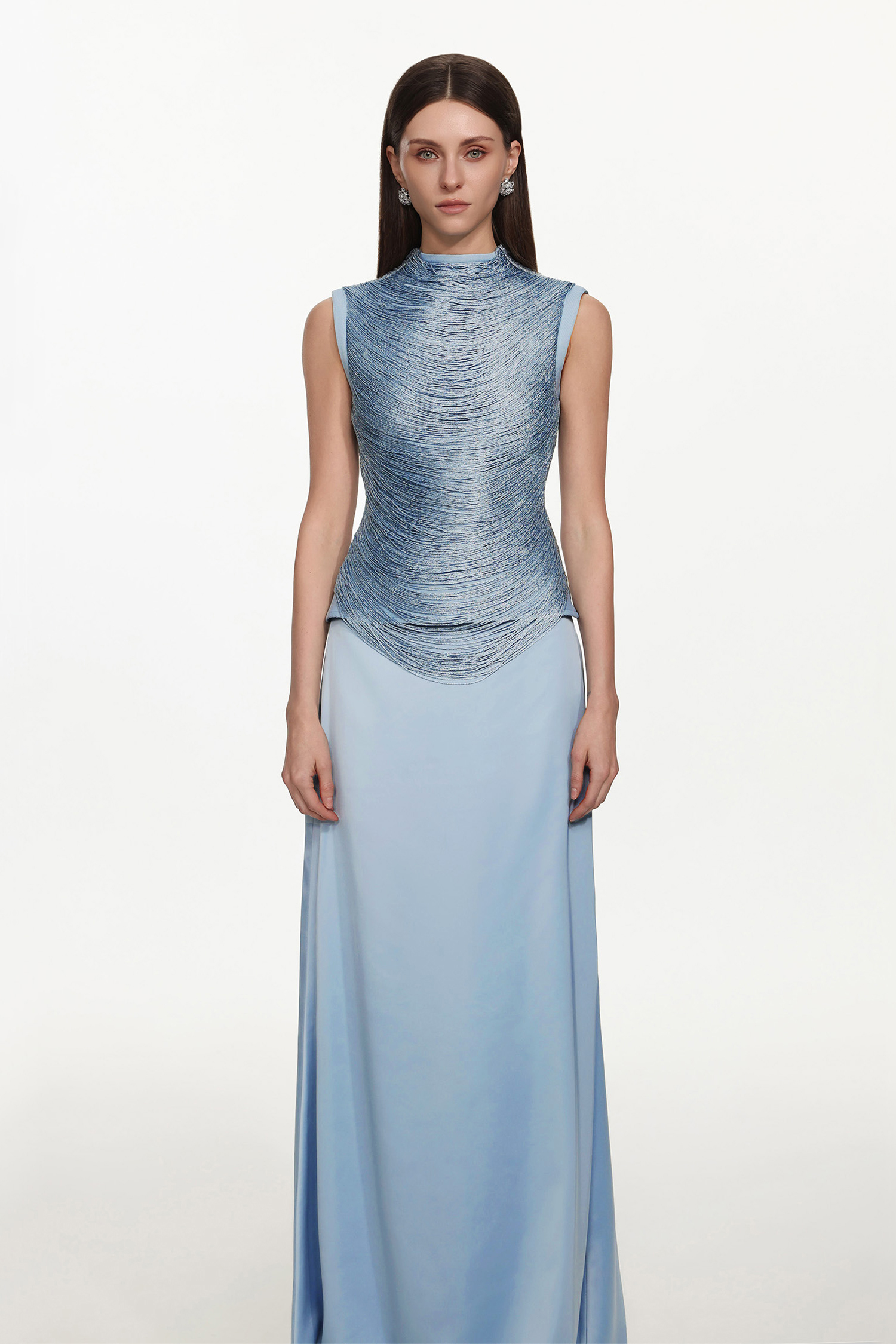 Siayh Sleeveless Tassels Bandage Blue Maxi Two Piece Set