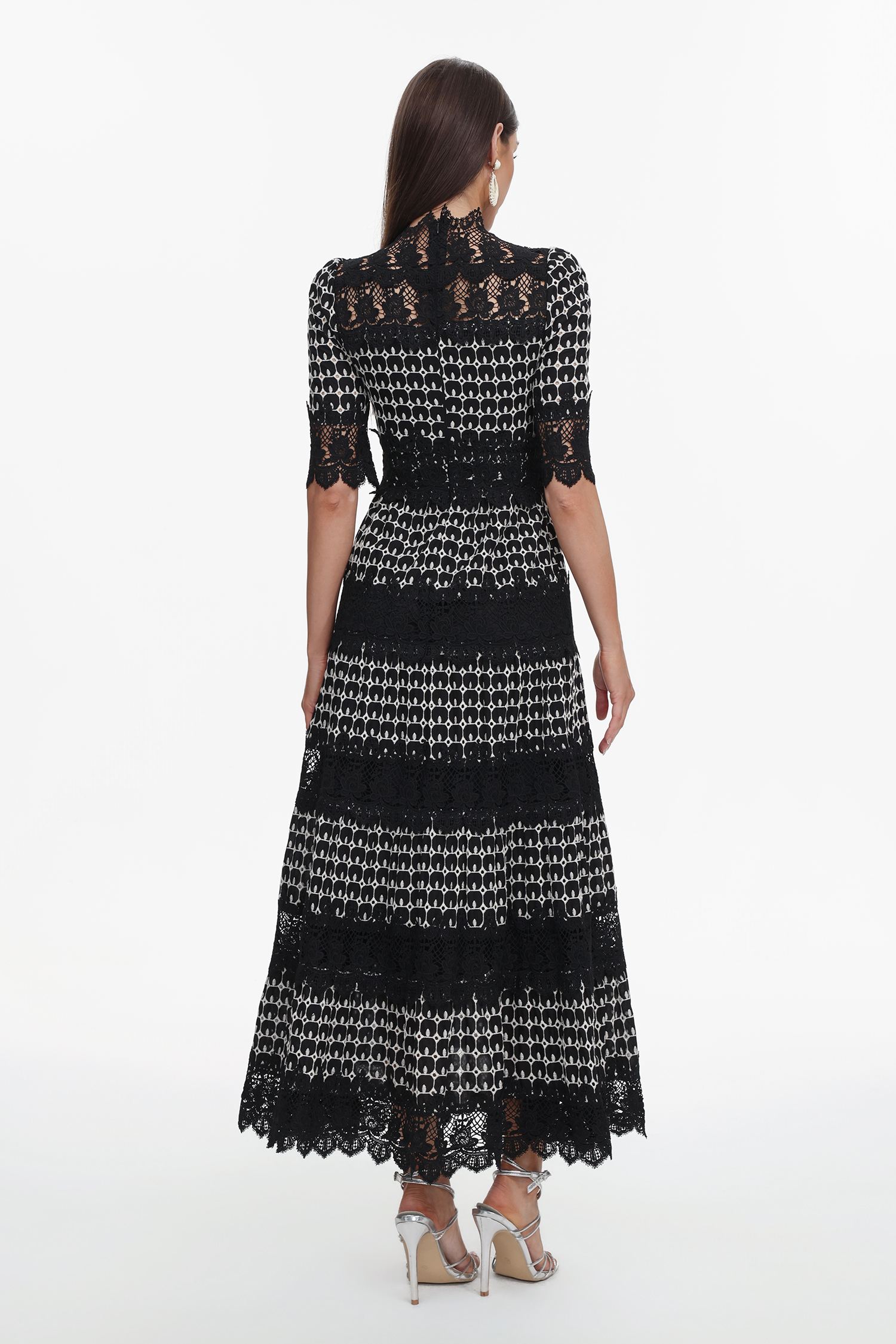 Sydnie Resort Flowy Half Sleeve Lace Maxi Dress