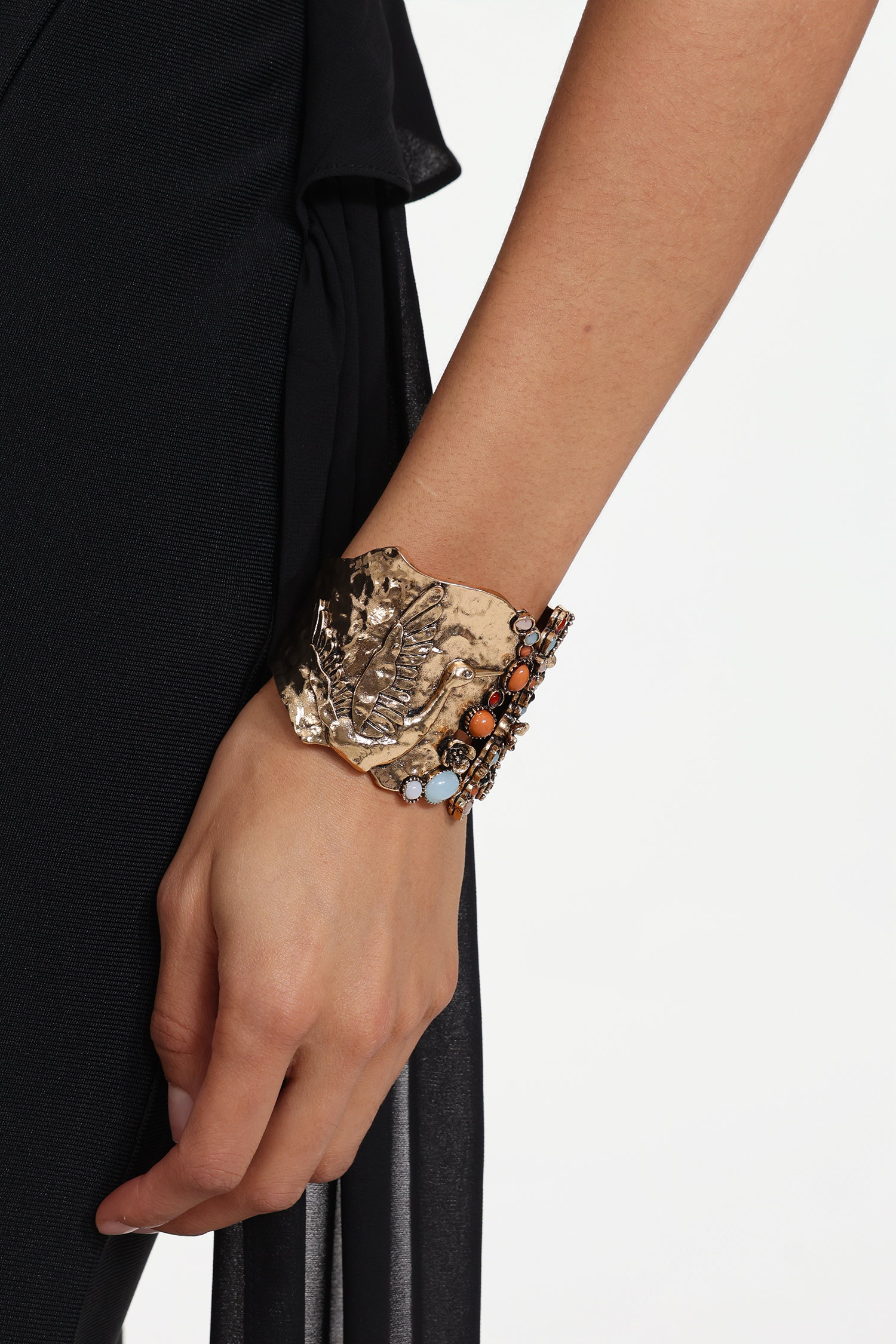 Samala Flower Vintage Resin Metal Open Bracelet