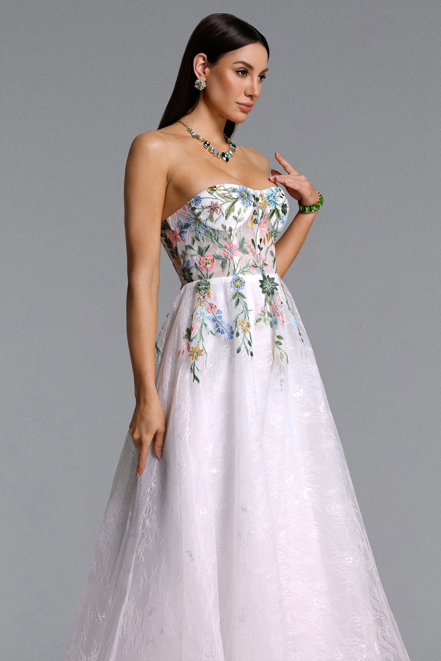 Joie Romantic Tailored Floral Embroidered Lace Maxi Dress