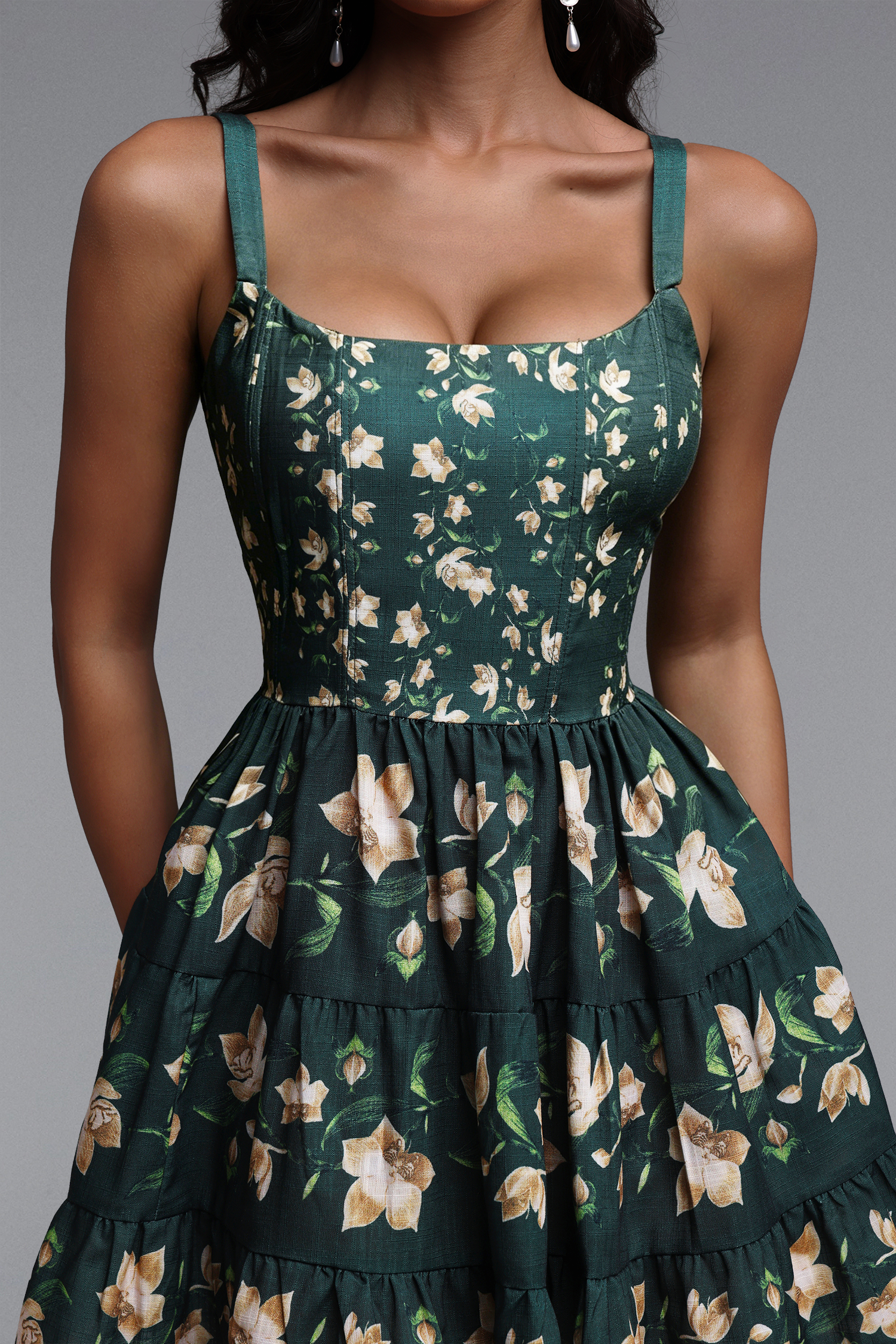 Lola Resort Cinched Sleeveless Floral Print Woven Mini Dress