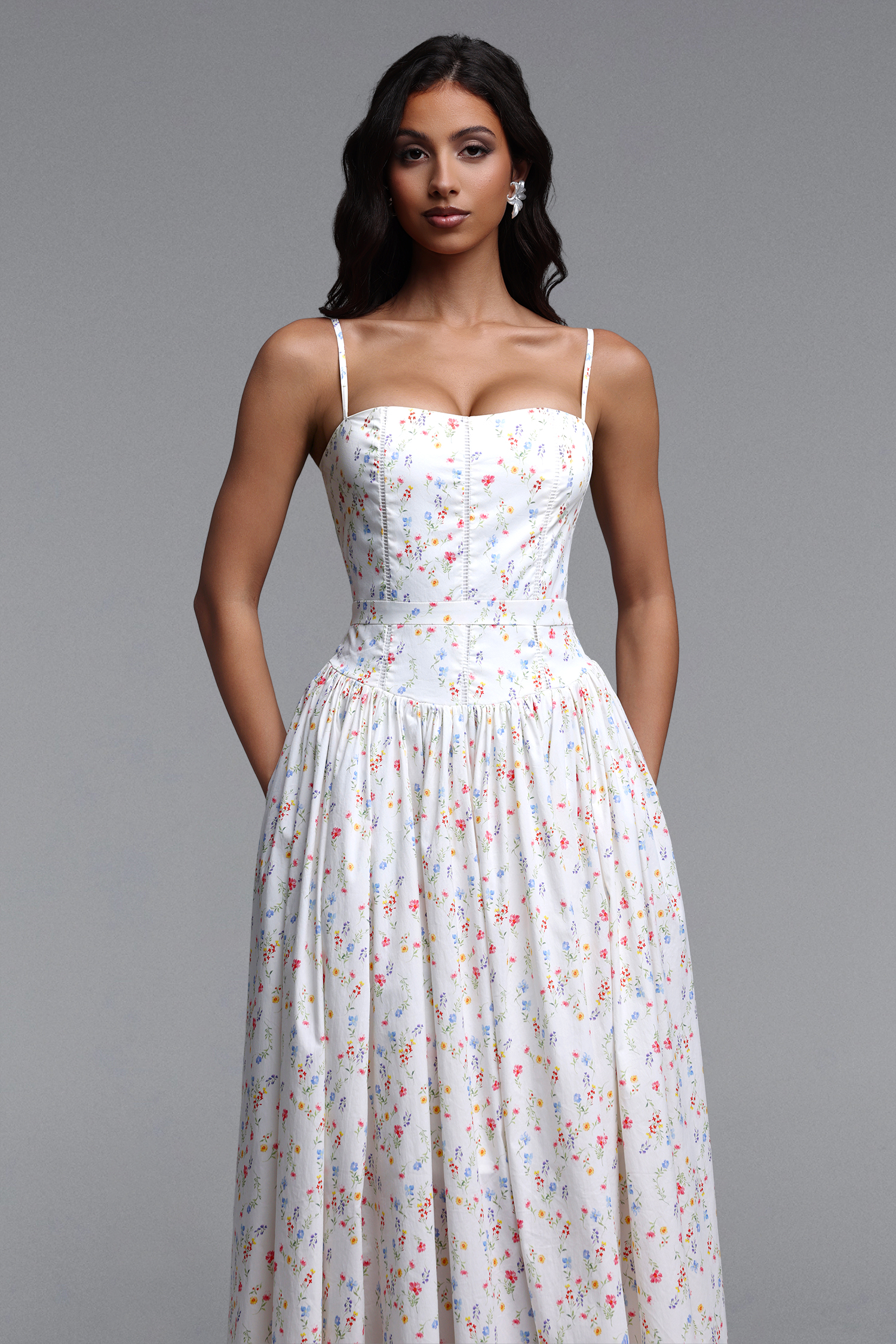 Qerly Resort Flowy Sleeveless Floral Print Maxi Dress
