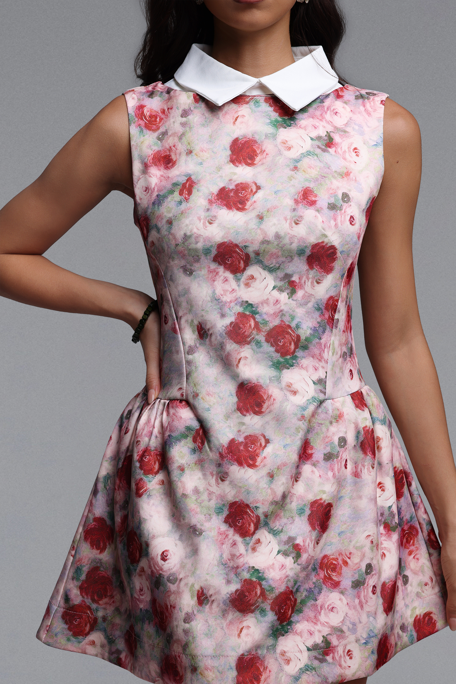 Molia Chic Tailored Sleeveless Floral Print Woven Mini Dress