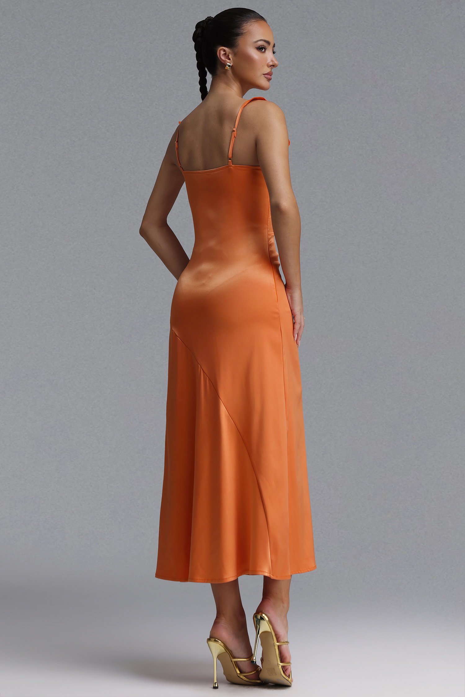 Hacaki Elegant Tailored Ruffle Sleeveless Satin Maxi Dress