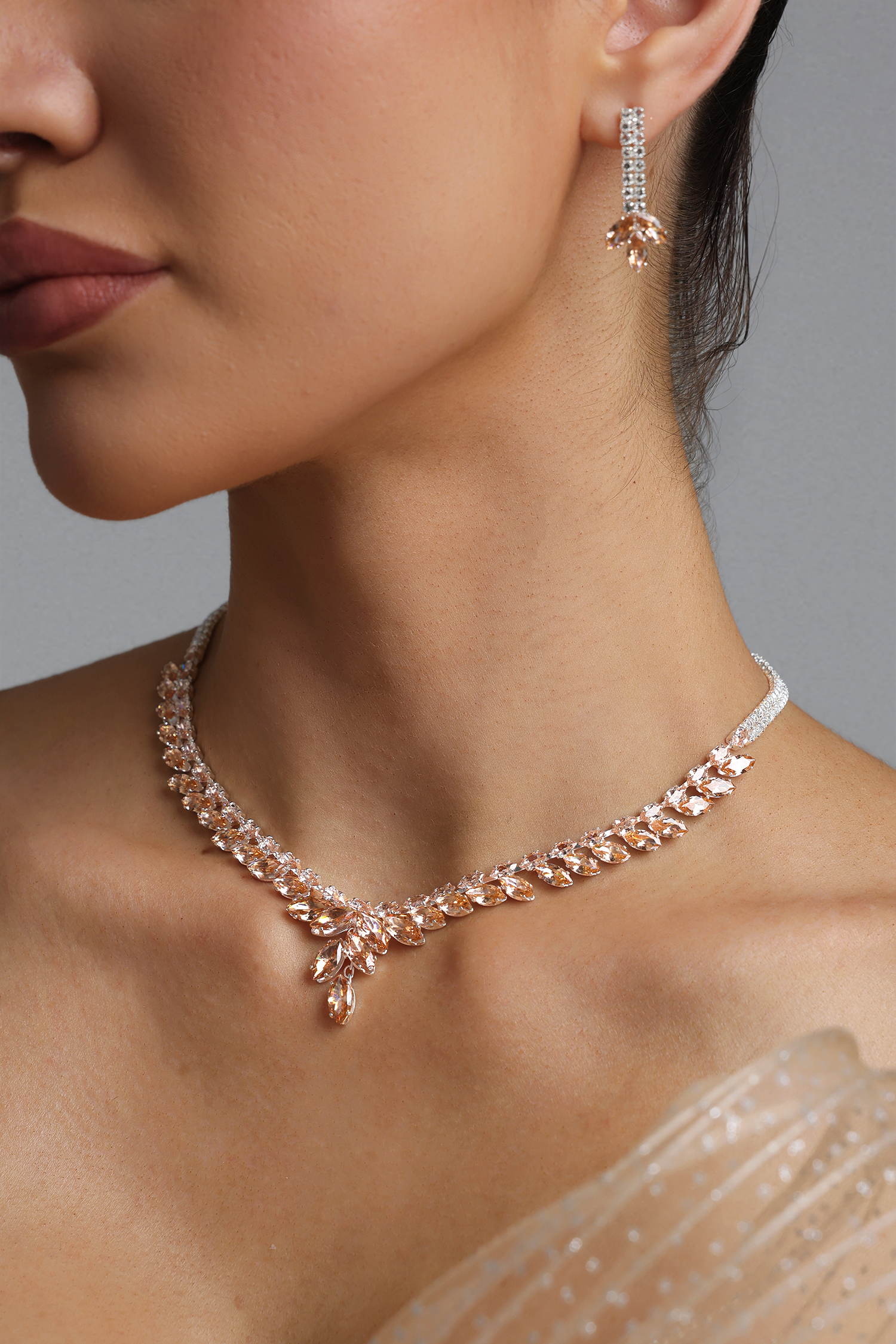 Gail Gold Wheat Teardrop Diamond Two Piece Set