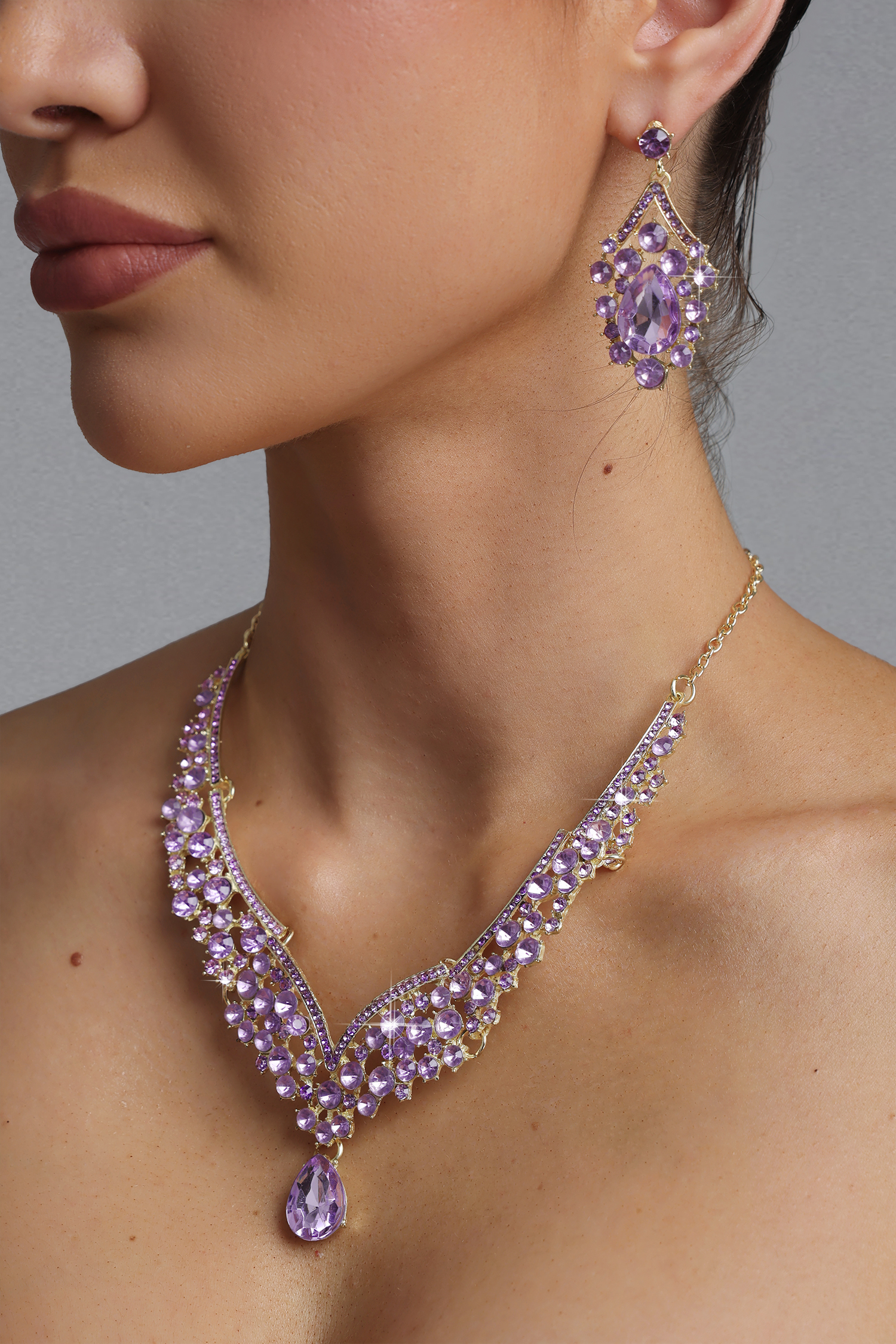Vosa  Vintage Royal Purple Teardrop Diamond V Neck Two Piece Set