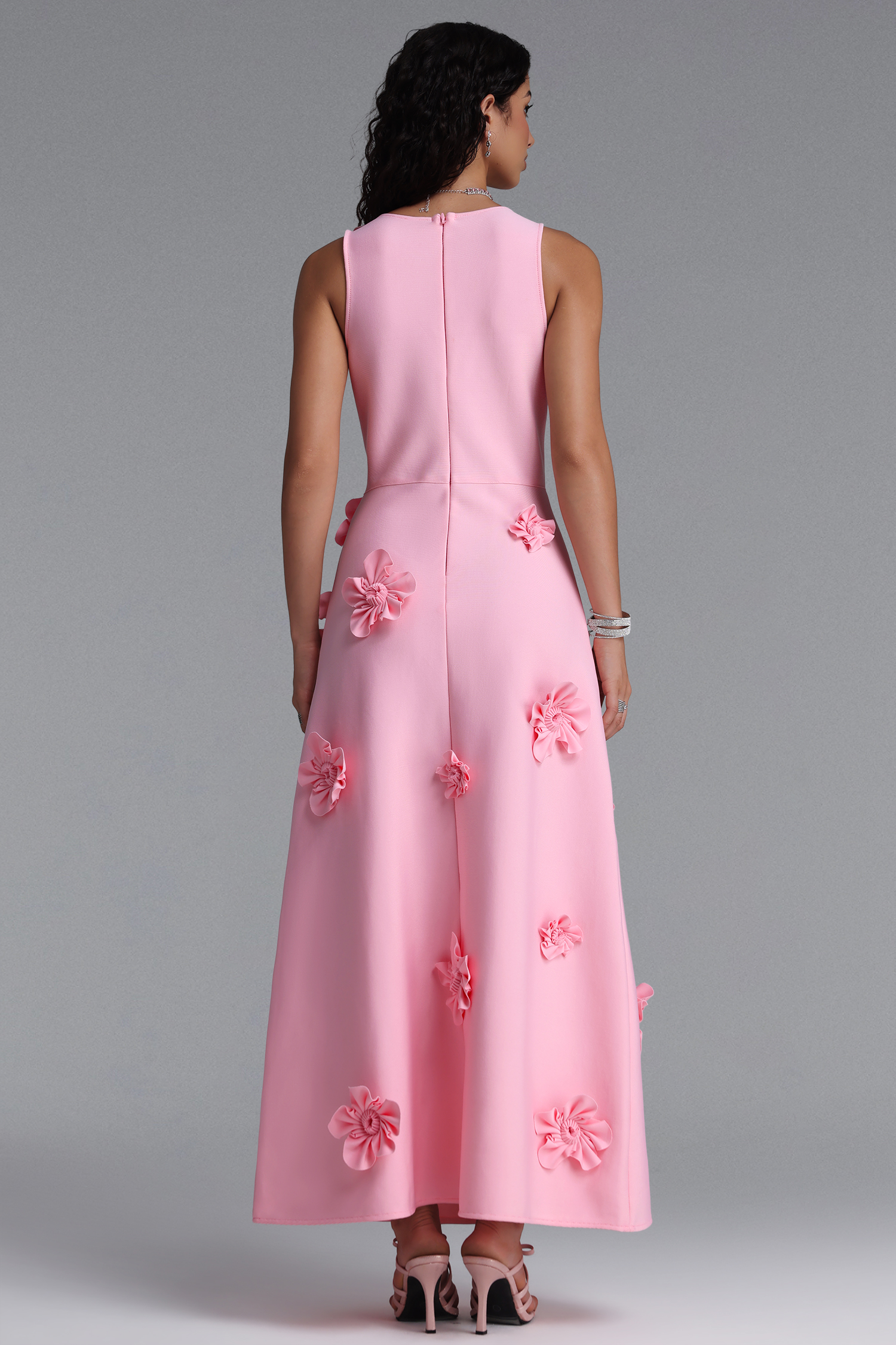 Melisa Elegant Sleeveless Floral Bandage Midi Dress
