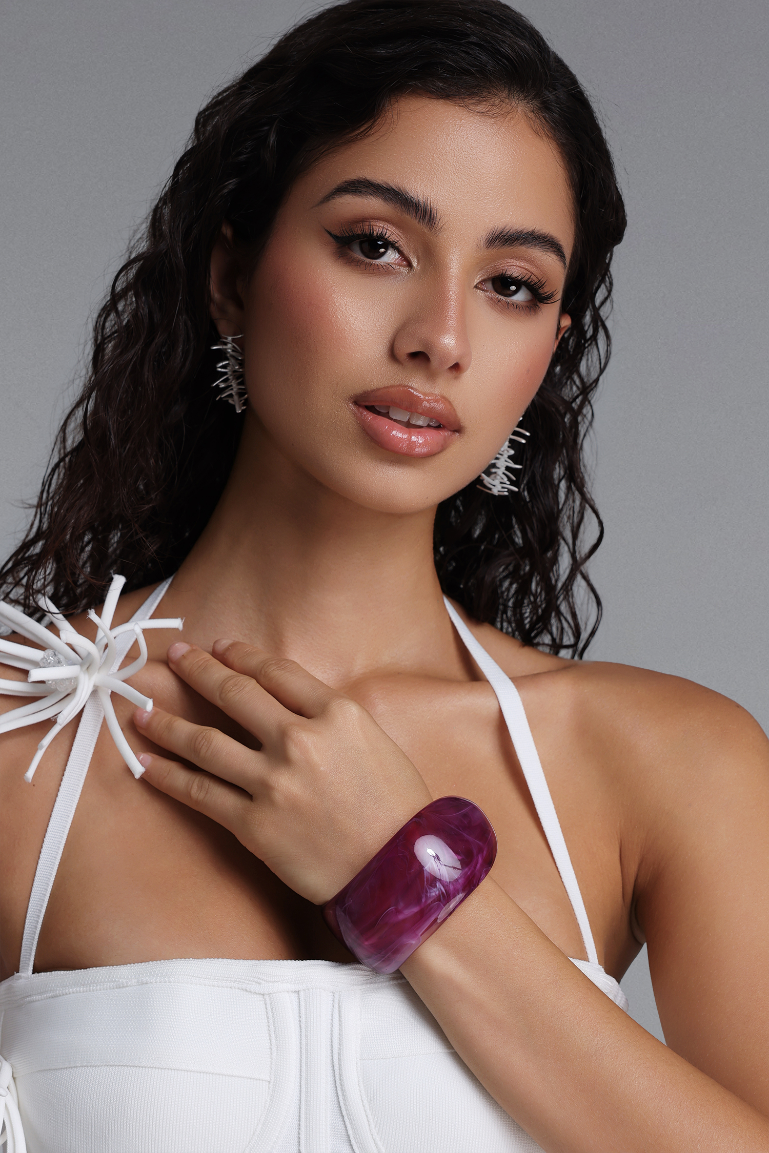 Sharnee Purple Swirl Resin Wide Bangle