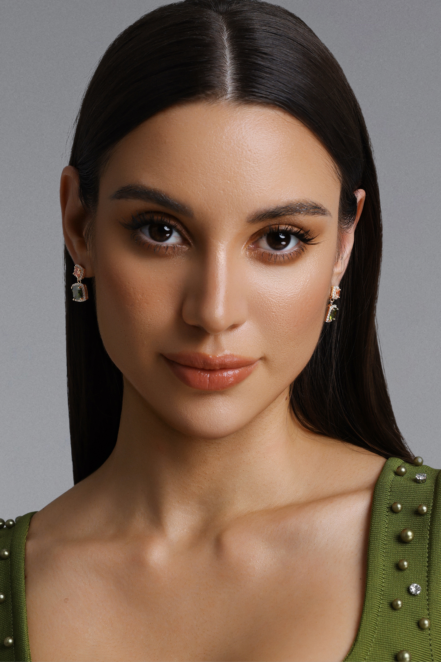 Forina Double Square Diamond Drop Earrings