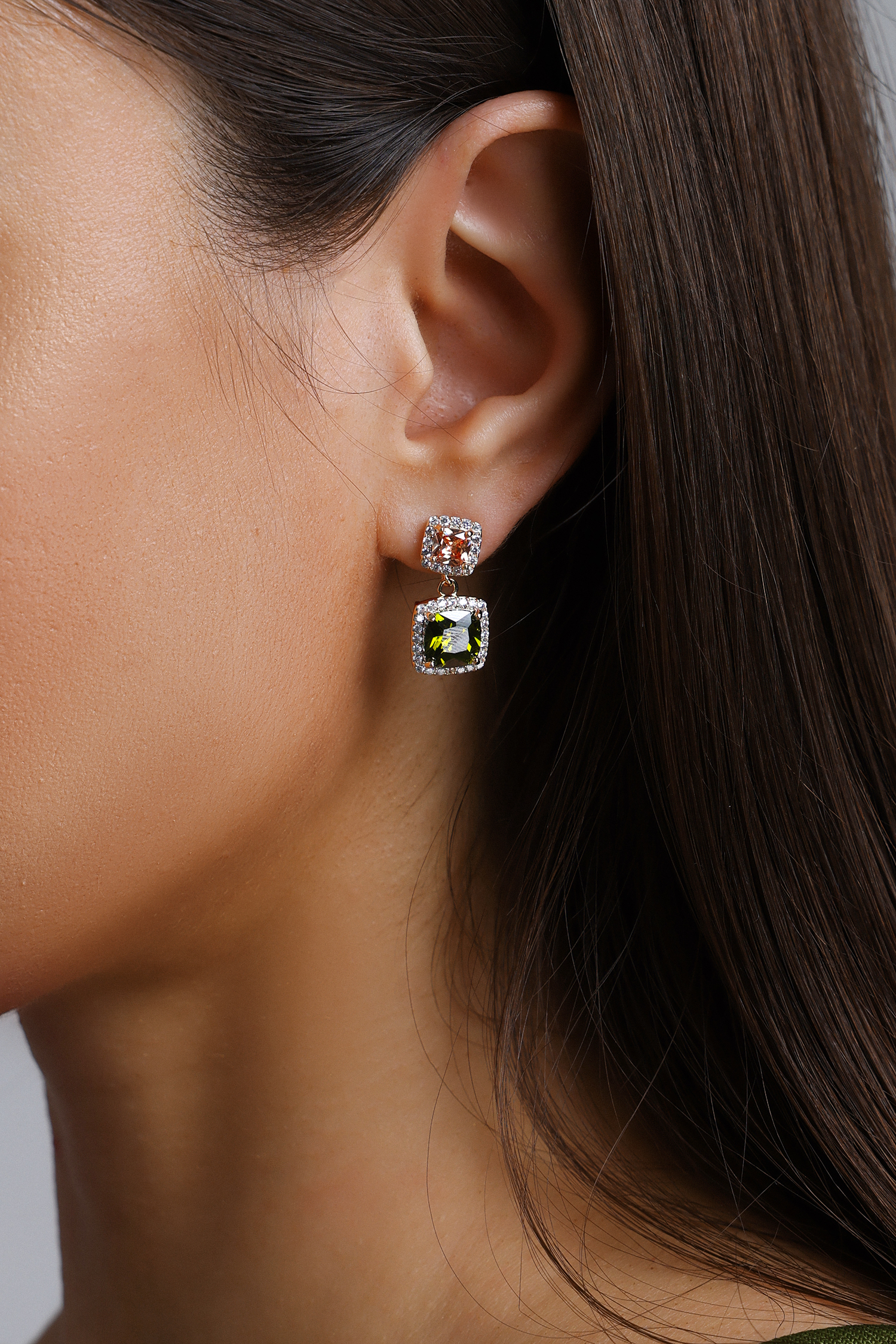 Forina Double Square Diamond Drop Earrings