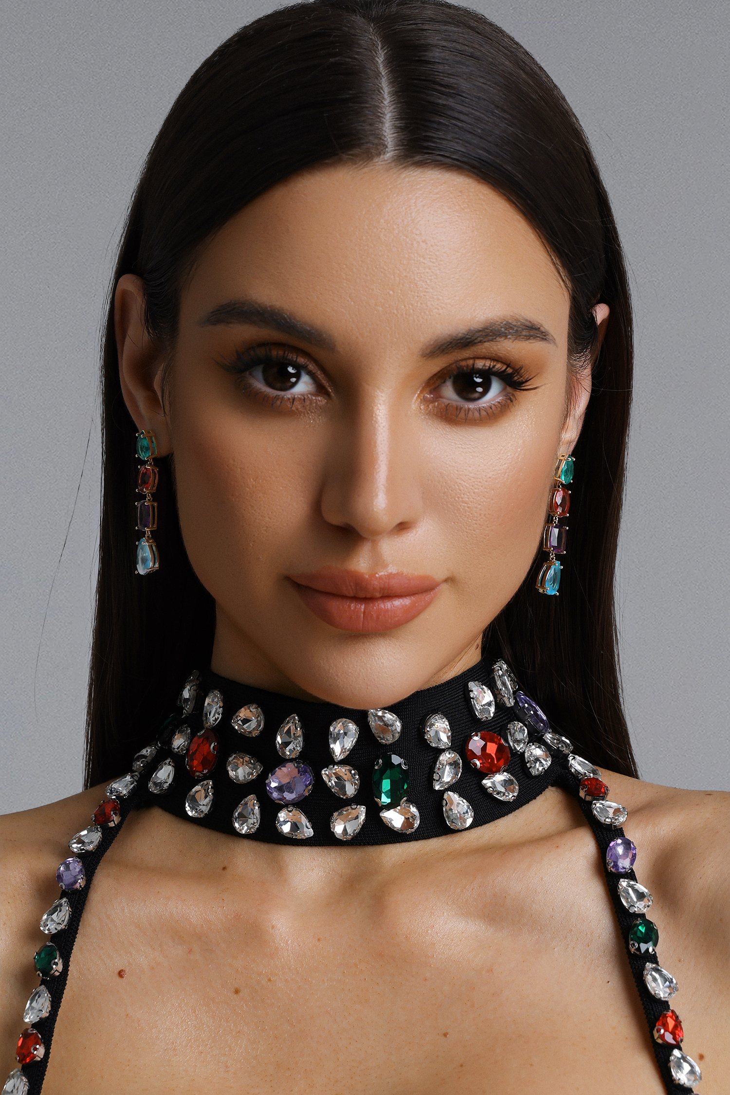 Oval Multi Layer Geometric Multicolor Drop Earrings
