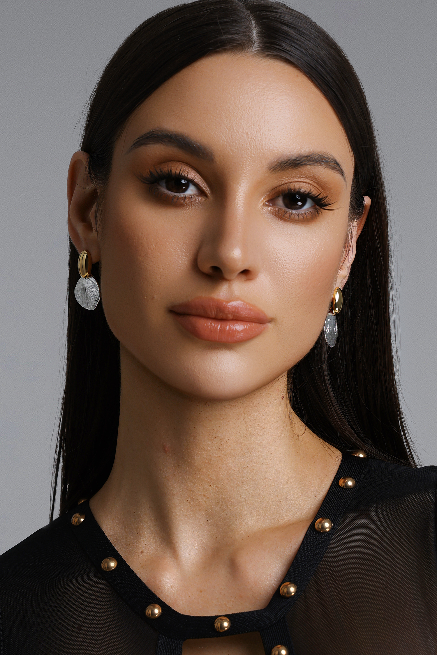 Lyla Textured Ginkgo Leaf Drop Earrings