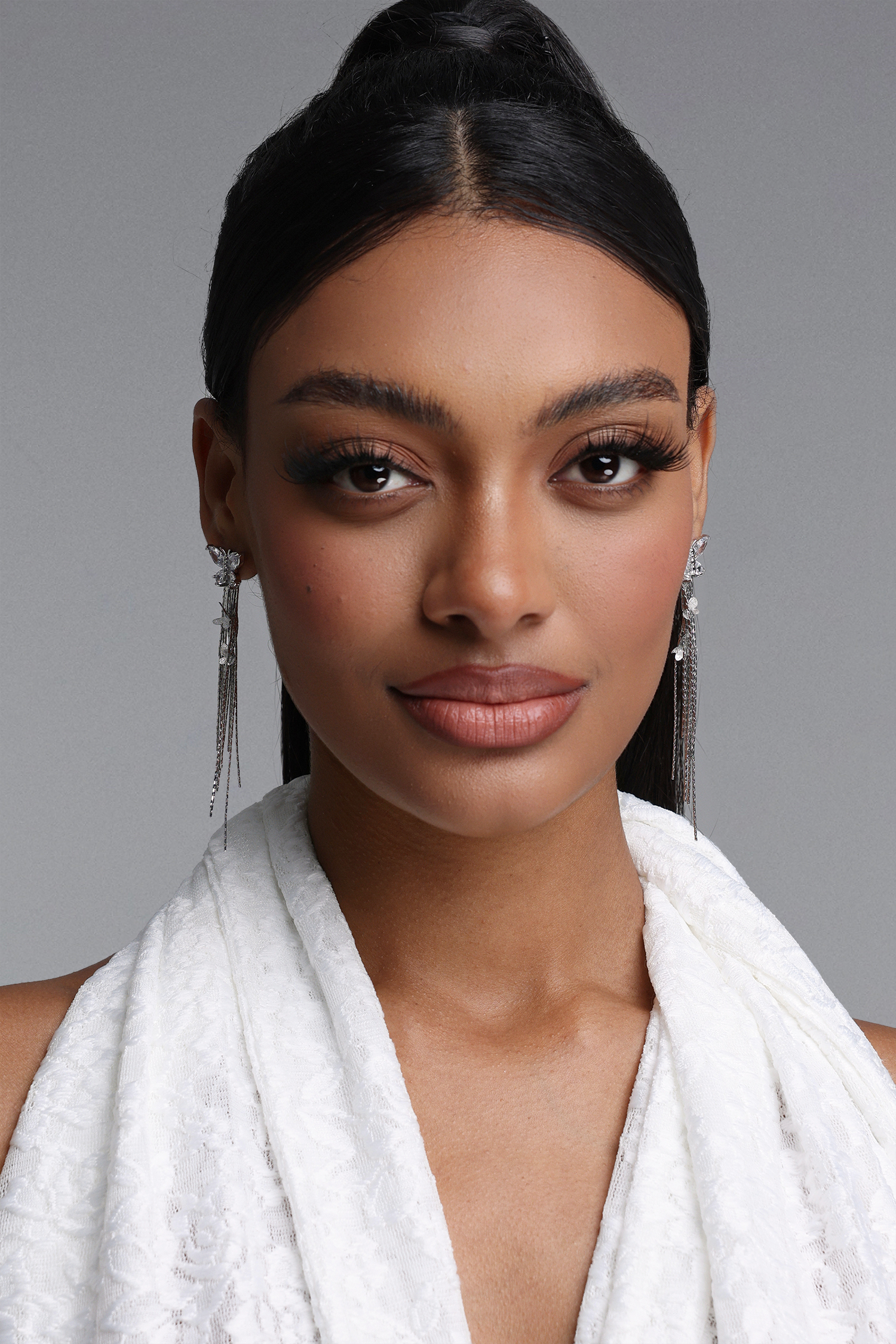 Triasa Crystal Butterfly Tassel Earrings